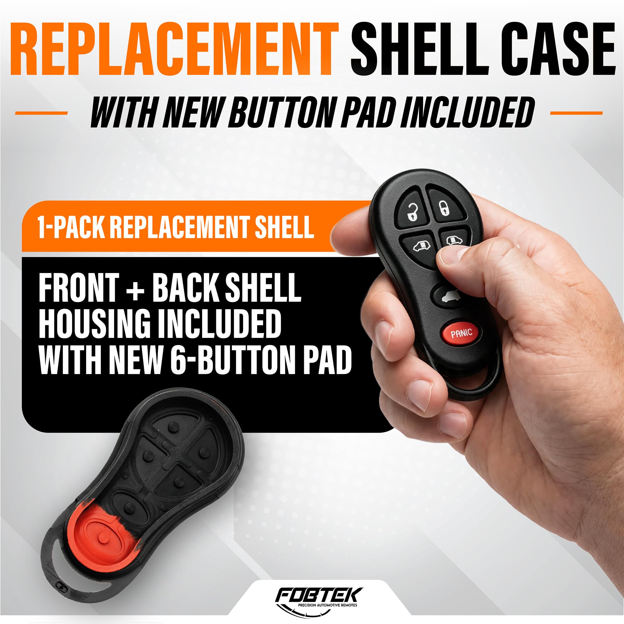 FOBTEK Key Fob Shell Case for Dodge Chrysler GQ43VT18T, 6-Button