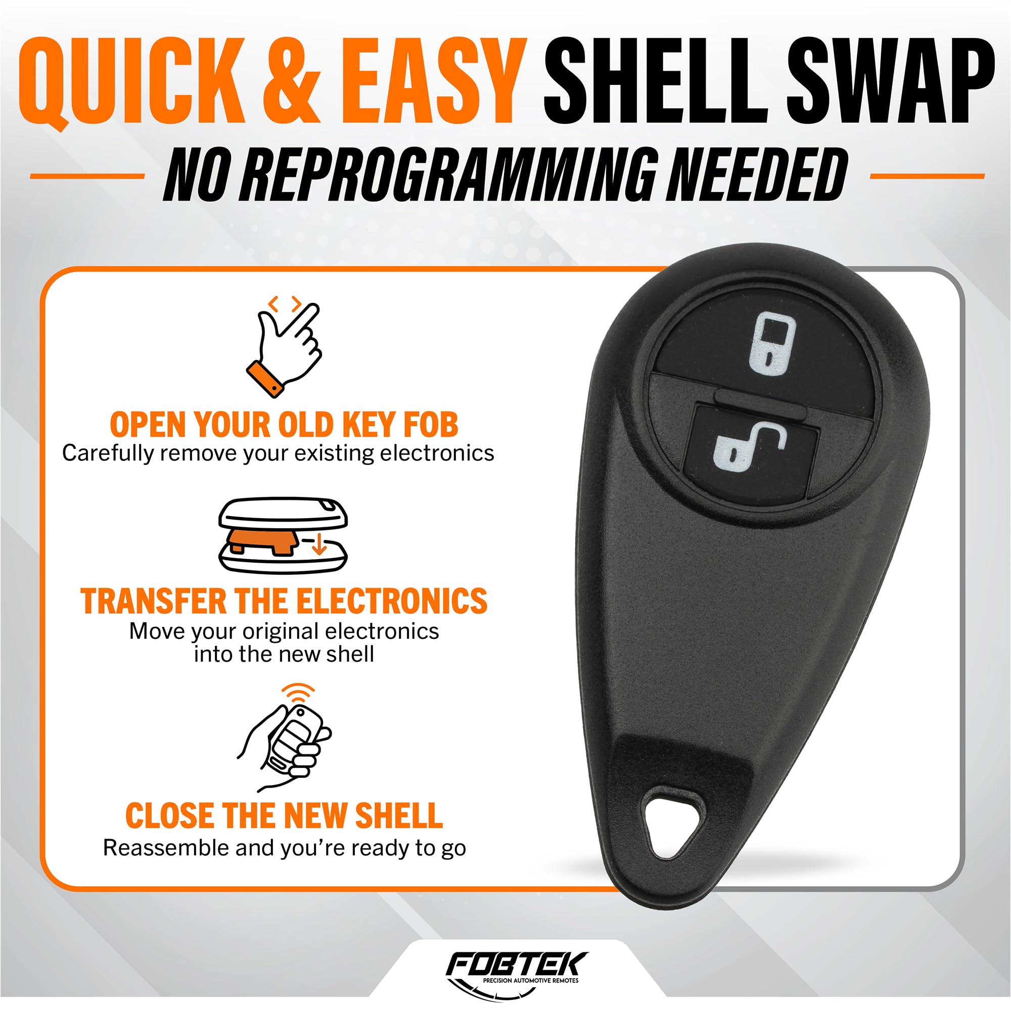 FOBTEK Key Fob Shell Case & Button Pad for Subaru NHVWB1U711, 2-Button