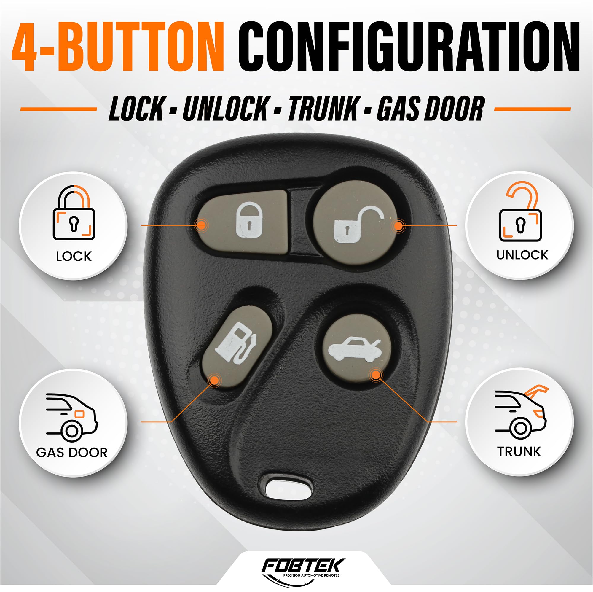 FOBTEK Key Fob Shell Case for Cadillac KOBLEAR1XT, 4-Button