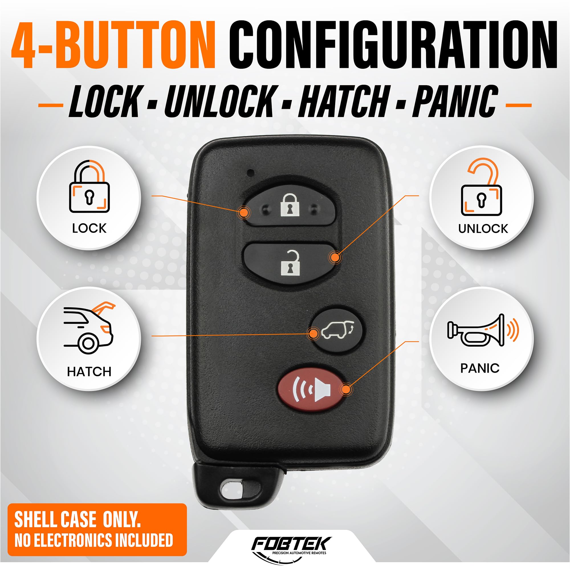FOBTEK Smart Key Fob Shell Case for 2008-2013 Toyota Highlander, HYQ14AAB