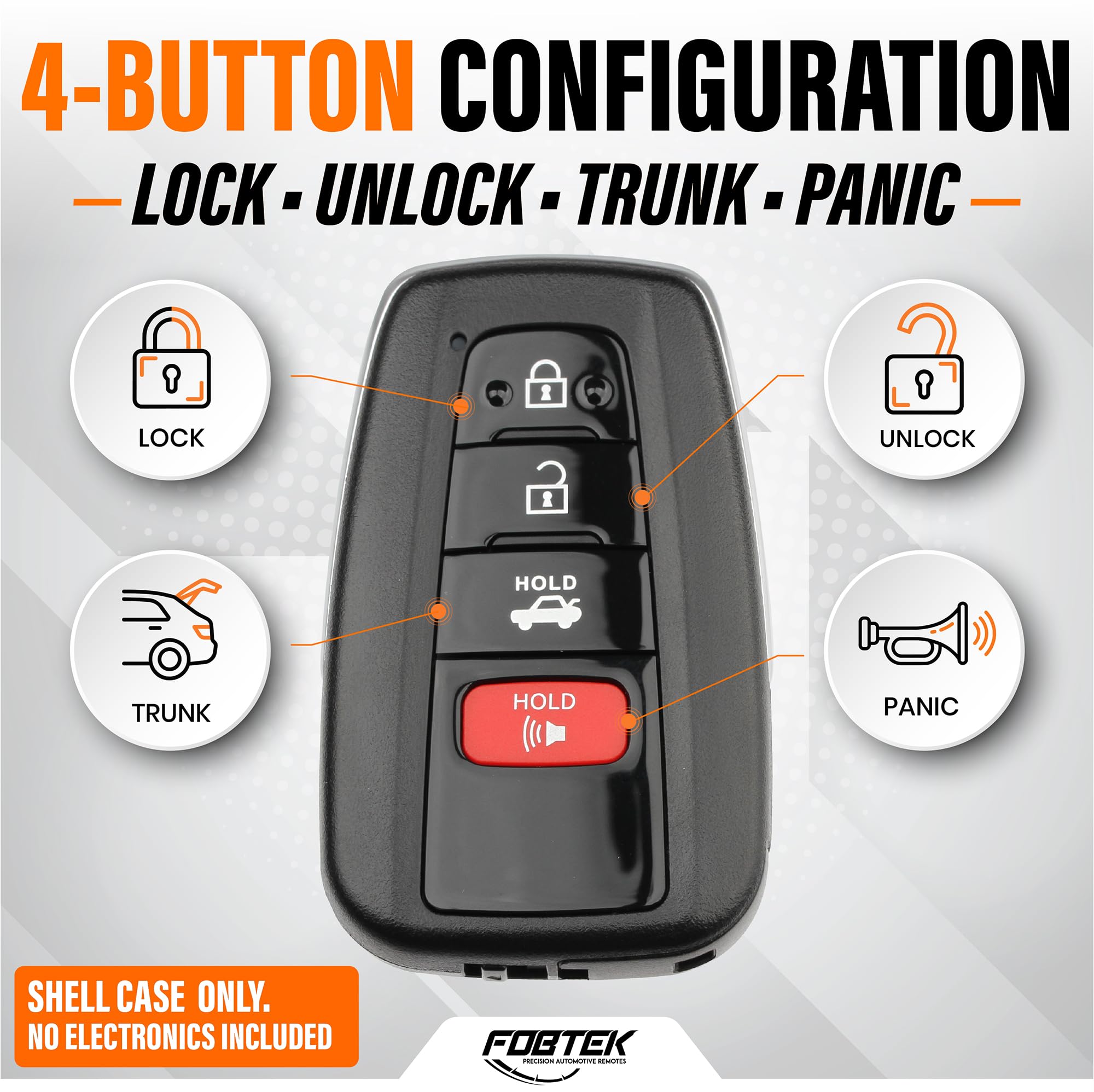 FOBTEK Smart Key Fob Shell Case for Toyota HYQ14FBC, 4-Button