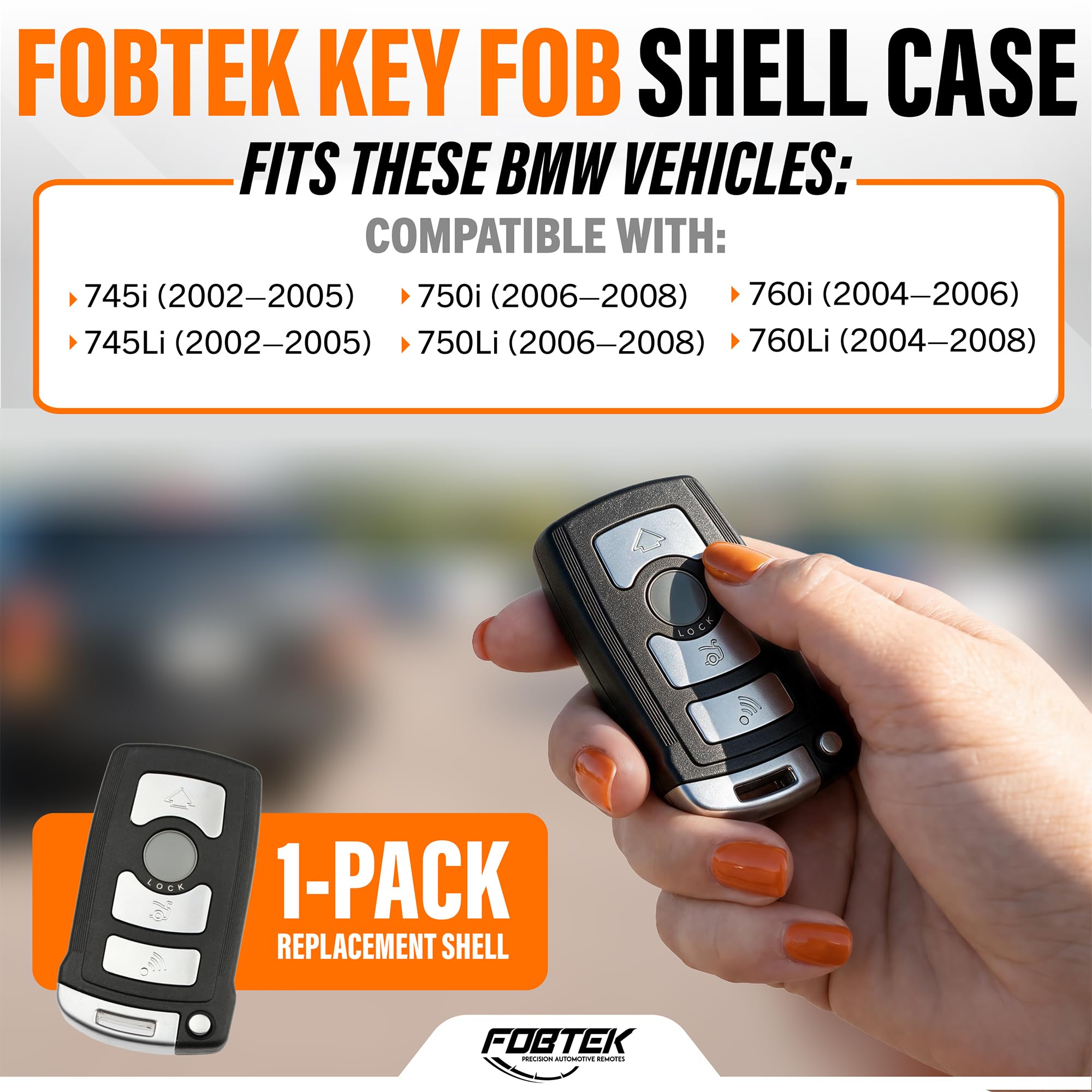 FOBTEK Smart Key Fob Shell Case for BMW LX8766S, 4-Button