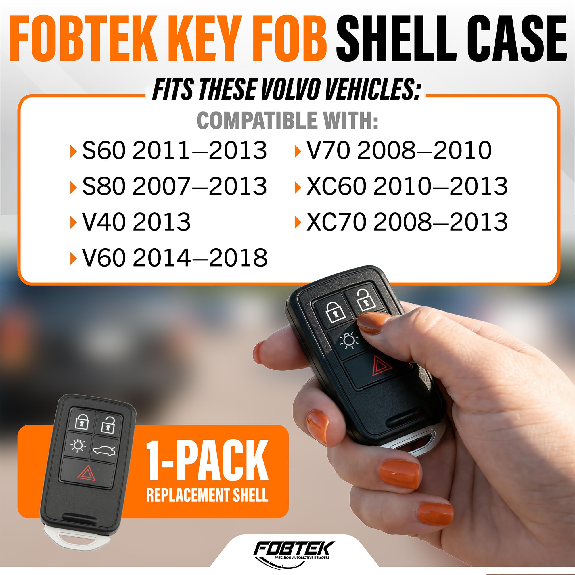 FOBTEK Smart Key Fob Shell Case for Volvo KR55WK49264, 5-Button