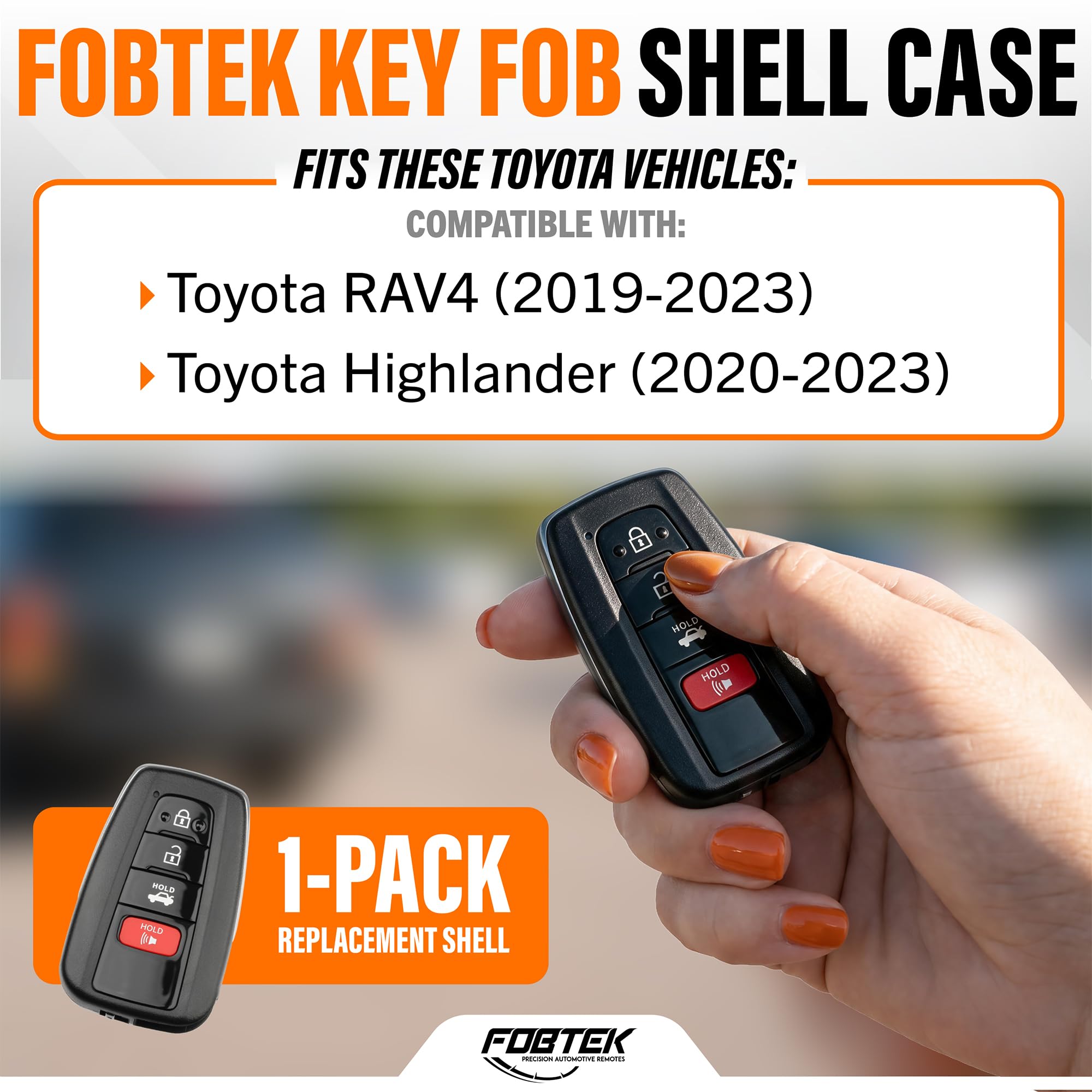 FOBTEK Smart Key Fob Shell Case for Toyota HYQ14FBC, 4-Button