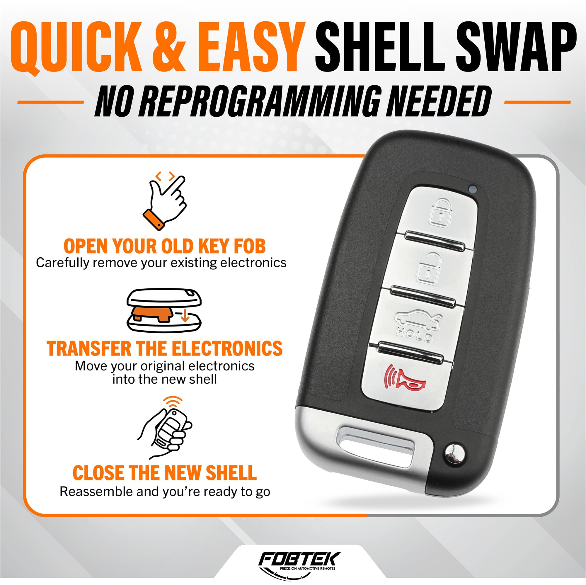 FOBTEK Key Fob Shell Case for Hyundai Kia SY5HMFNA04, 4-Button