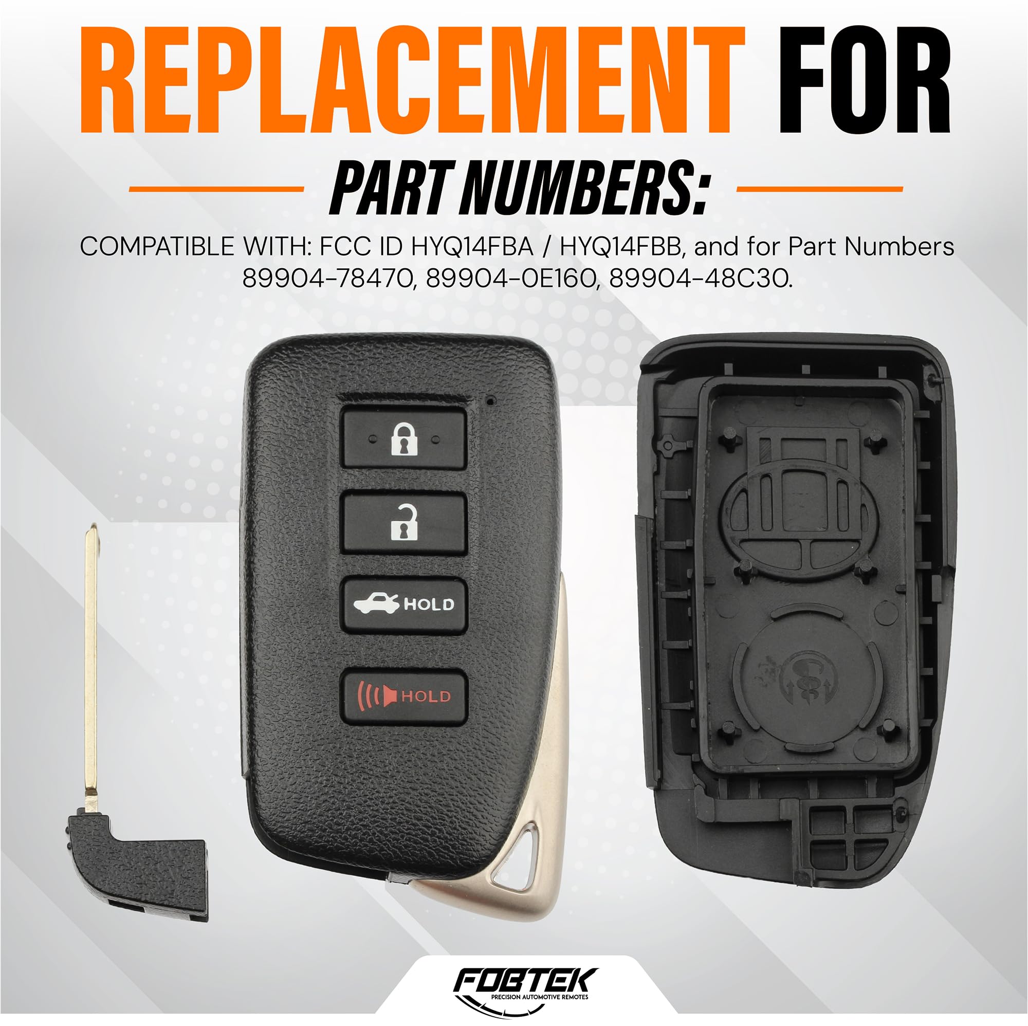 FOBTEK Smart Key Fob Shell Case for Lexus HYQ14FBA, 4-Button
