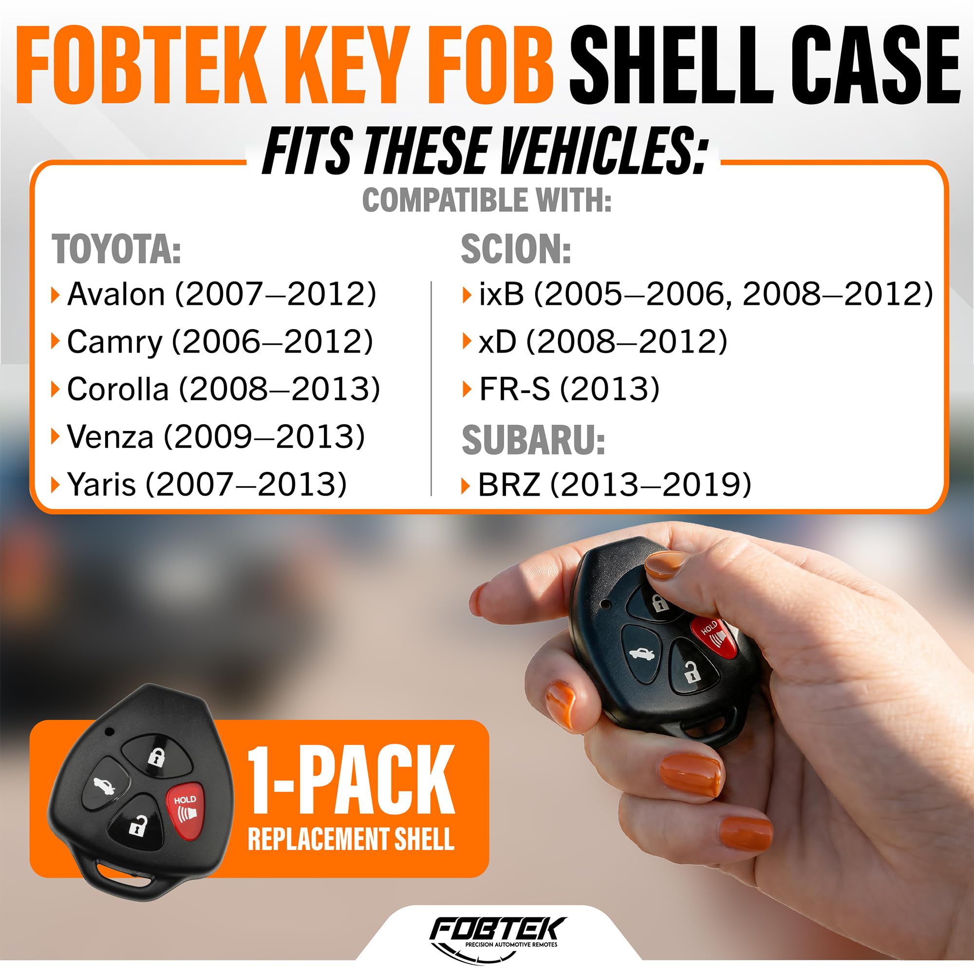 FOBTEK Key Fob Shell Case for Toyota Scion Subaru HYQ12BBY, 4-Button