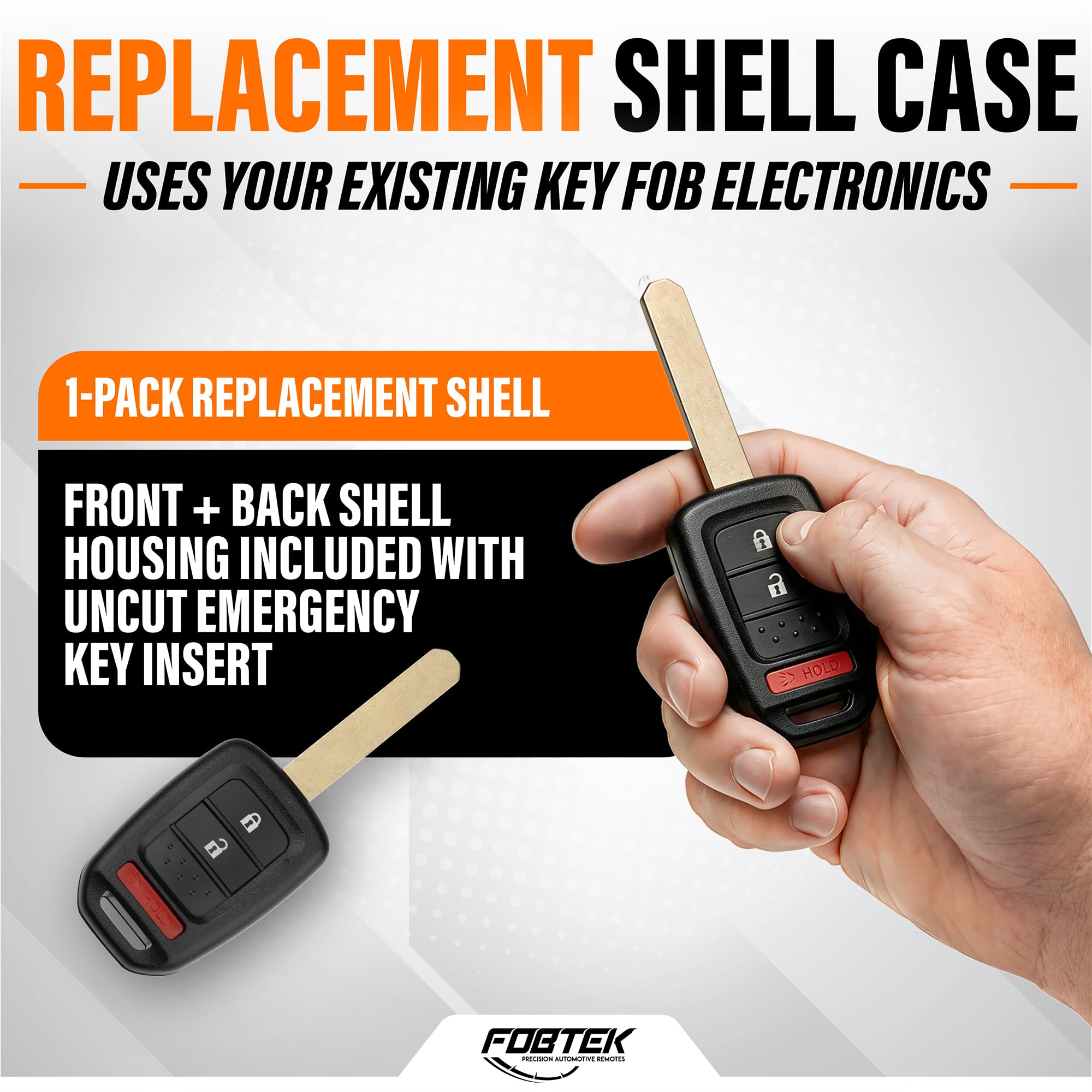 FOBTEK Key Fob Shell Case for Honda MLBHLIK6-1T, 3-Button