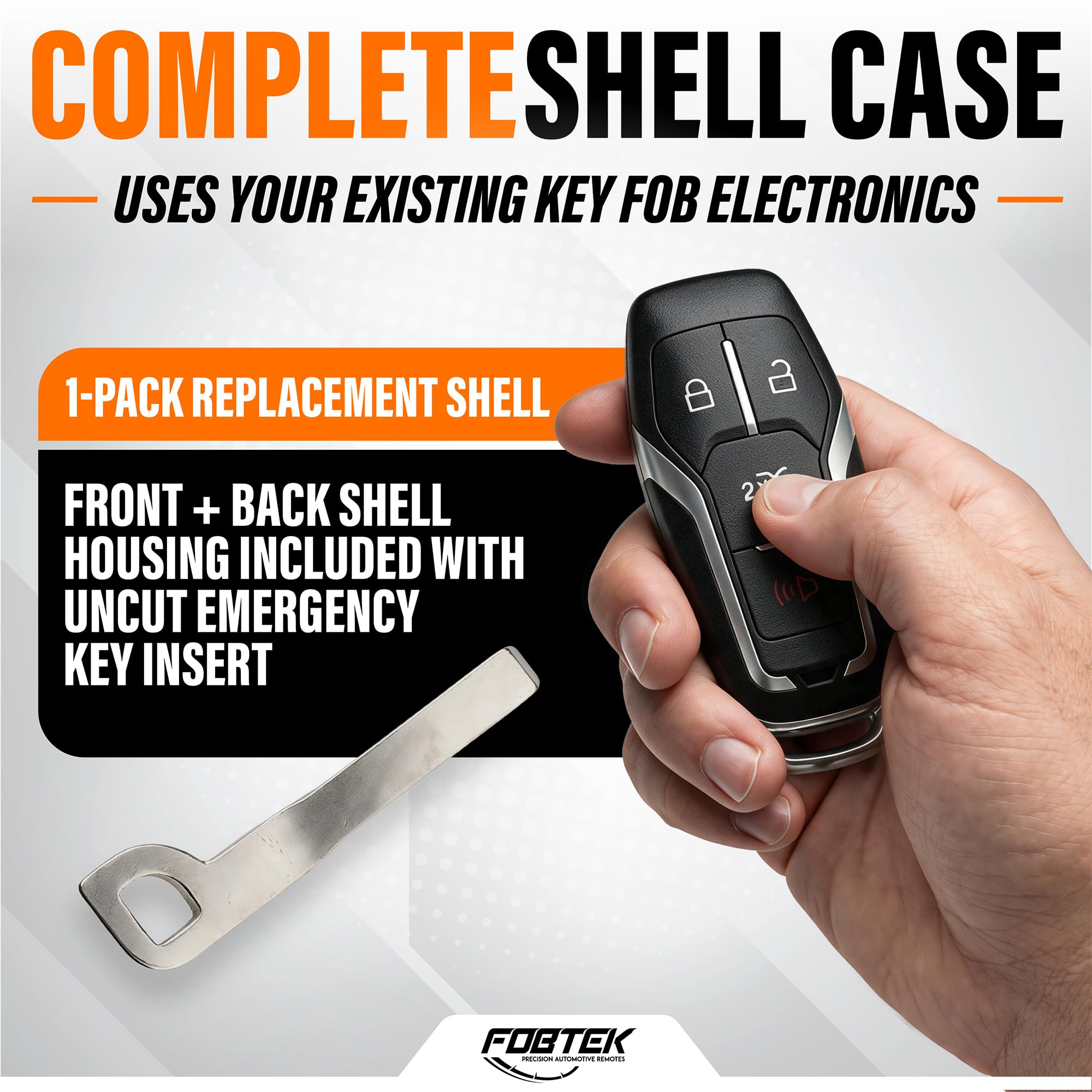 FOBTEK Smart Key Fob Shell Case for Ford Lincoln M3N-A2C31243800, 4-Button