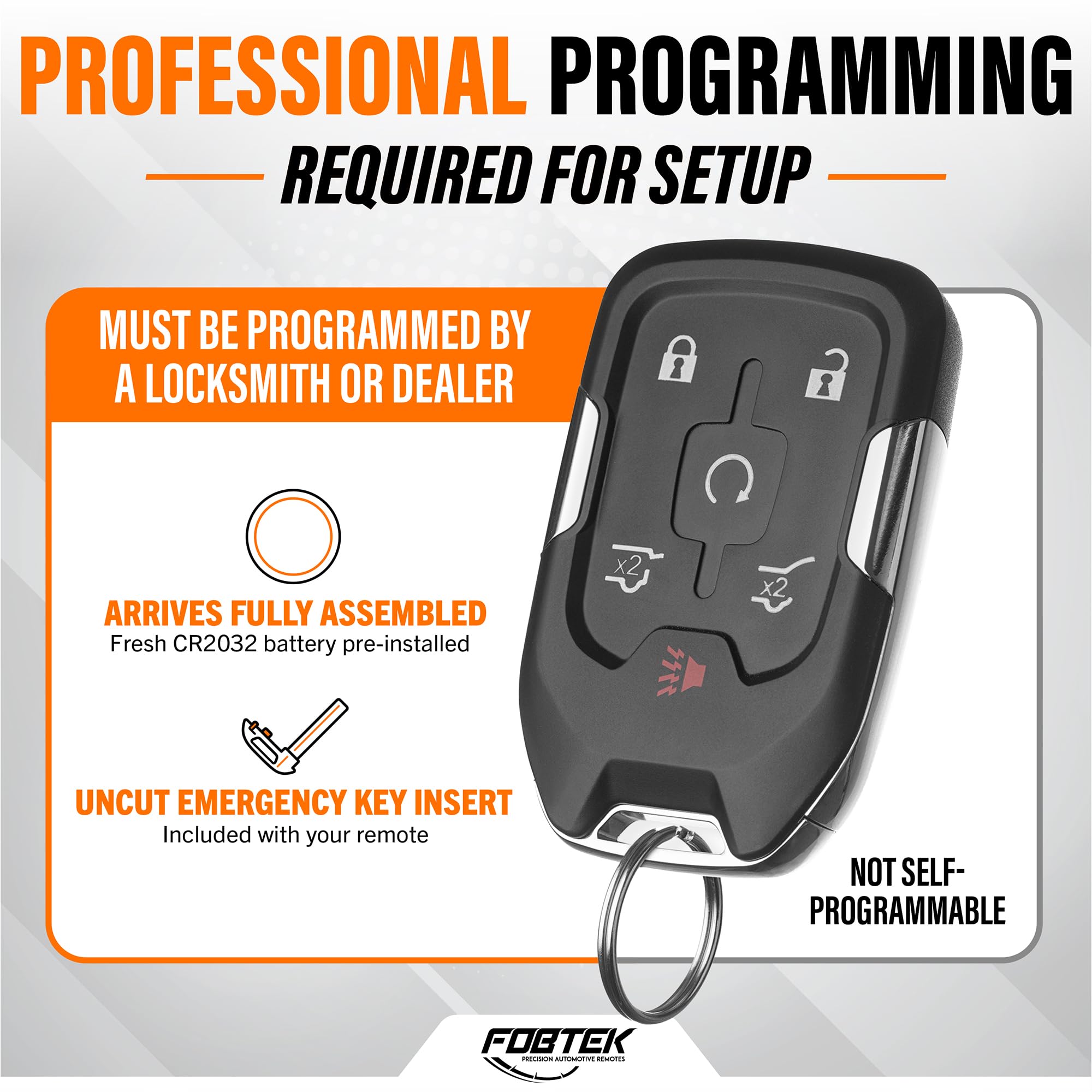 FOBTEK Smart Key Fob Keyless Entry Remote for Chevy GMC HYQ1AA, 6-Button