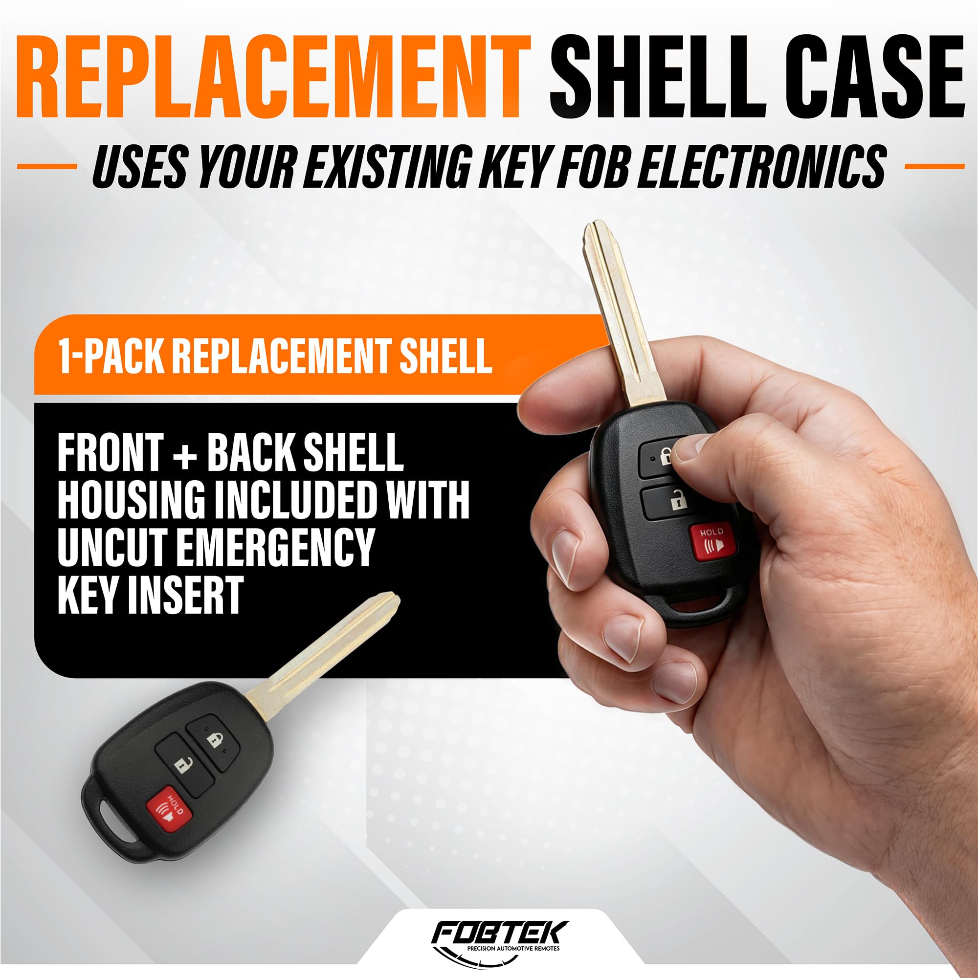FOBTEK Key Fob Shell Case & Button Pad for Toyota GQ4-52T, 3-Button