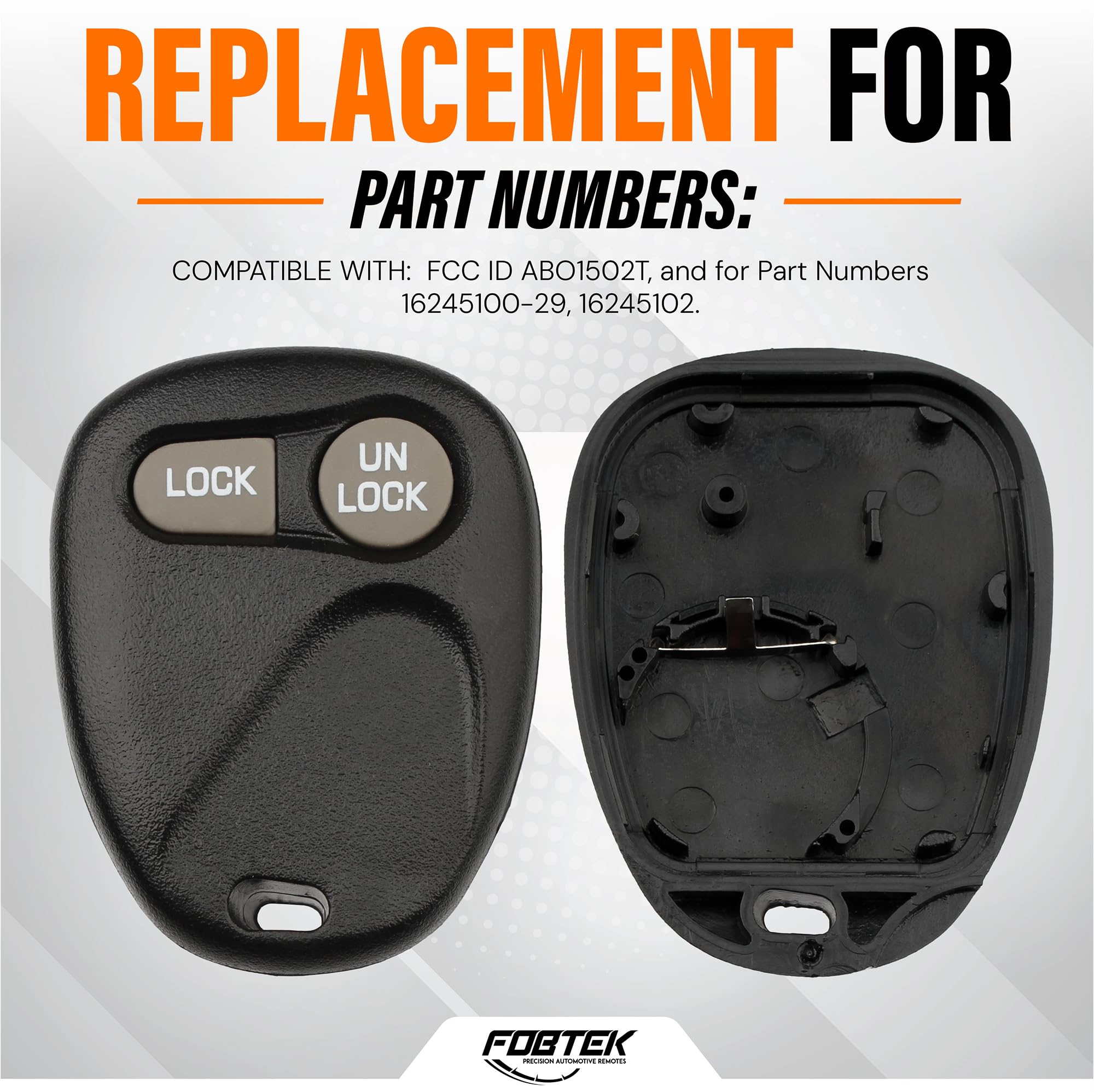 FOBTEK Key Fob Shell Case & Button Pad for Chevy GMC ABO1502T, 2-Button
