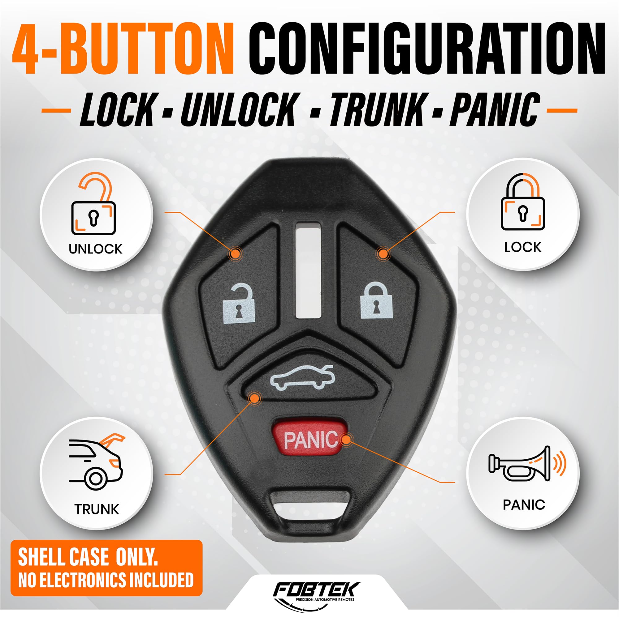 FOBTEK Key Fob Shell Case for Mitsubishi OUCG8D-620M-A, 4-Button
