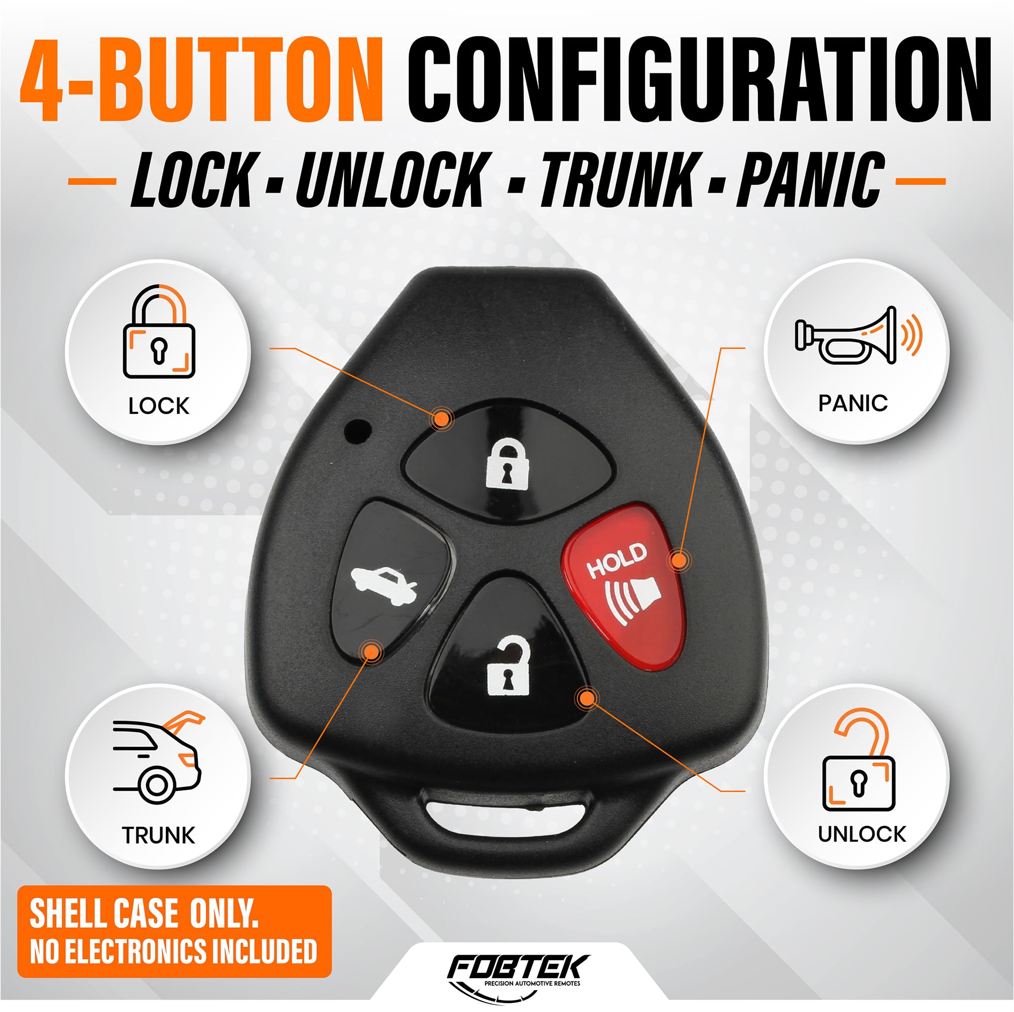 FOBTEK Key Fob Shell Case for Toyota Scion Subaru HYQ12BBY, 4-Button