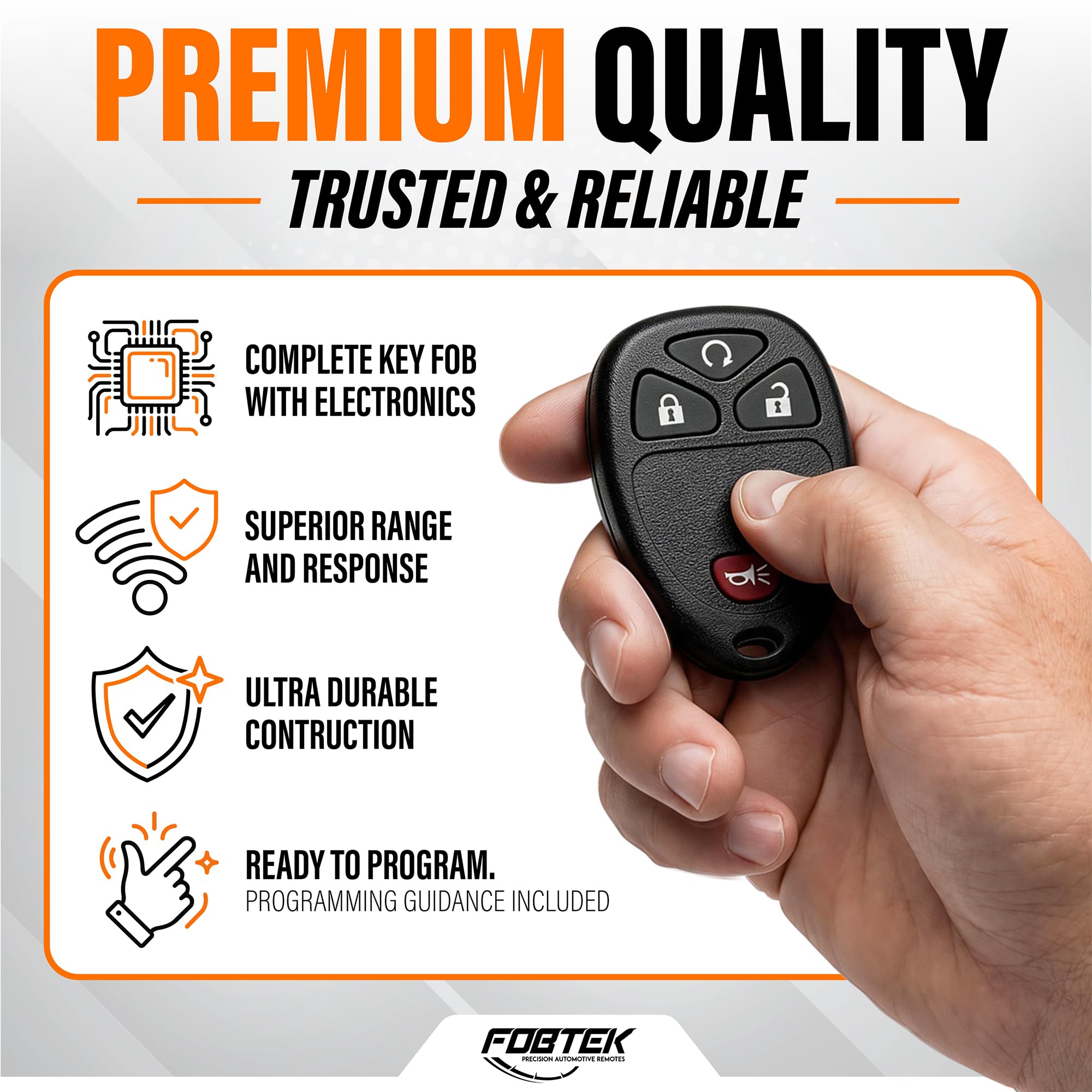 FOBTEK Key Fob Keyless Remote for Chevy GMC Cadillac OUC60270, 4-Button