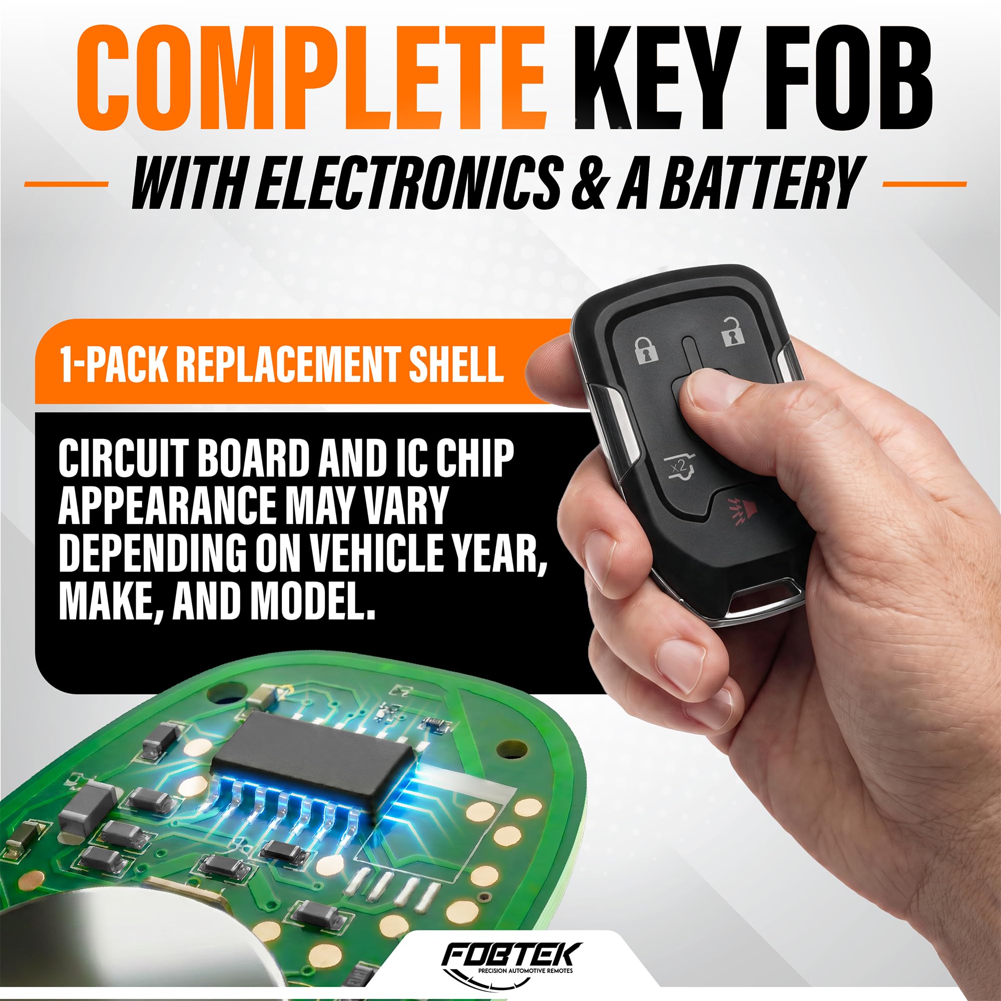 FOBTEK Smart Key Fob Keyless Entry Remote for Chevy GMC HYQ1AA, 6-Button