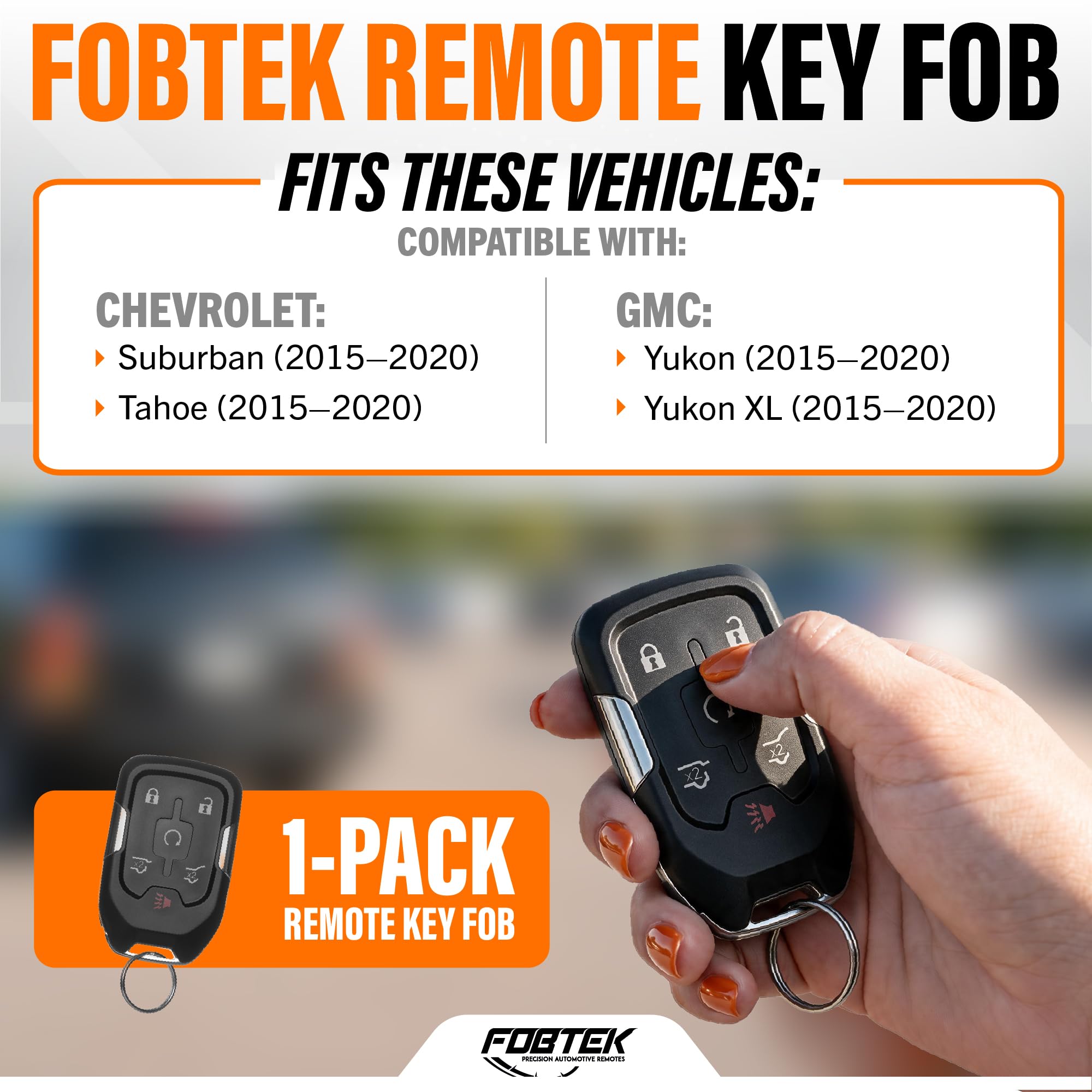FOBTEK Smart Key Fob Keyless Entry Remote for Chevy GMC HYQ1AA, 6-Button