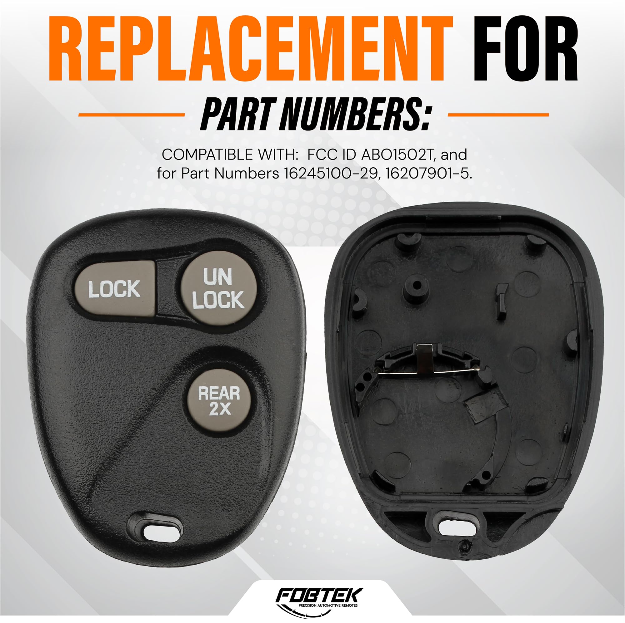 FOBTEK Key Fob Shell Case for Chevy GMC Cadillac ABO1502T, 3-Button