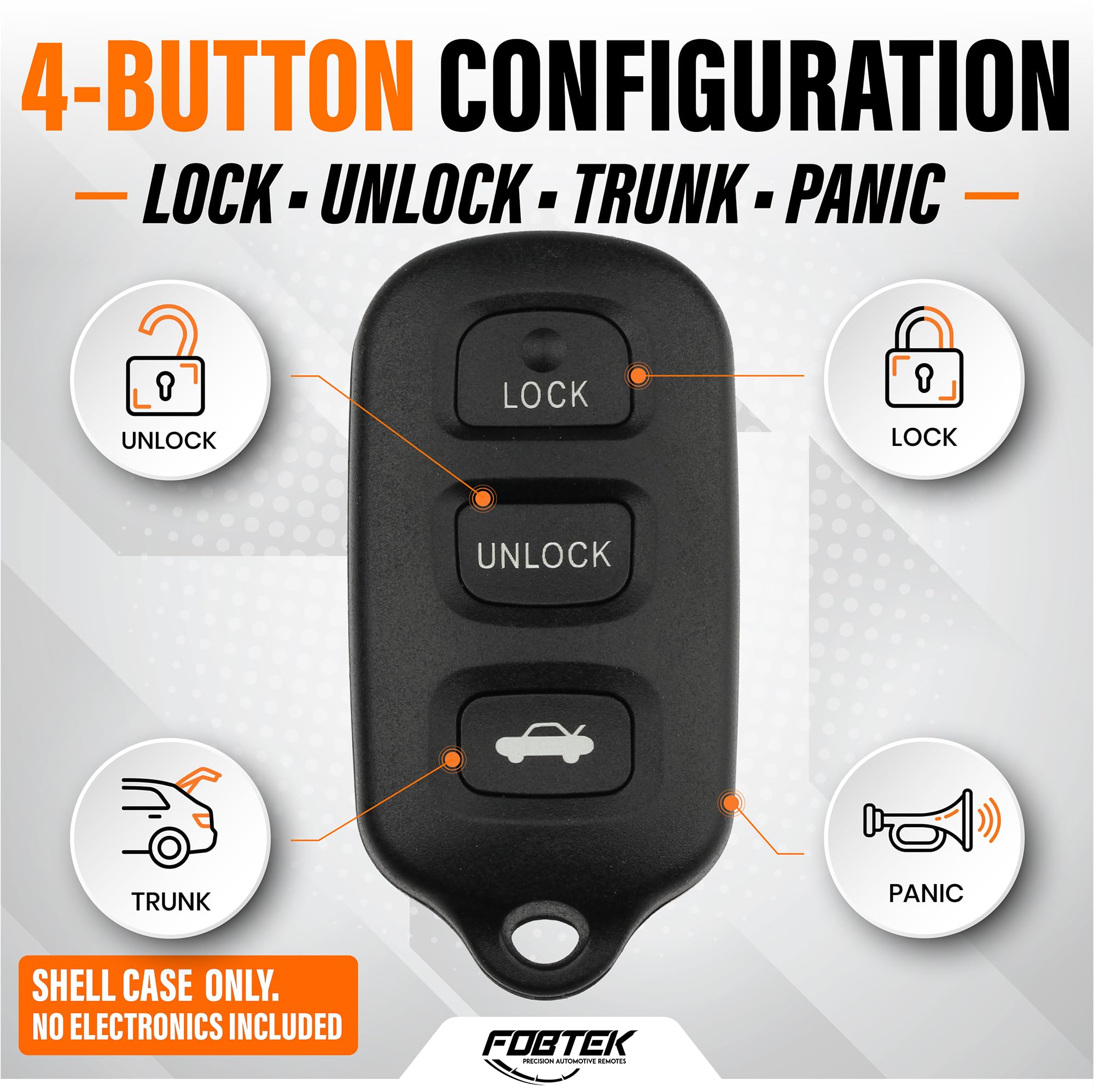 FOBTEK Key Fob Shell Case & Button Pad for Toyota Lexus HYQ12BAN, 3-Button