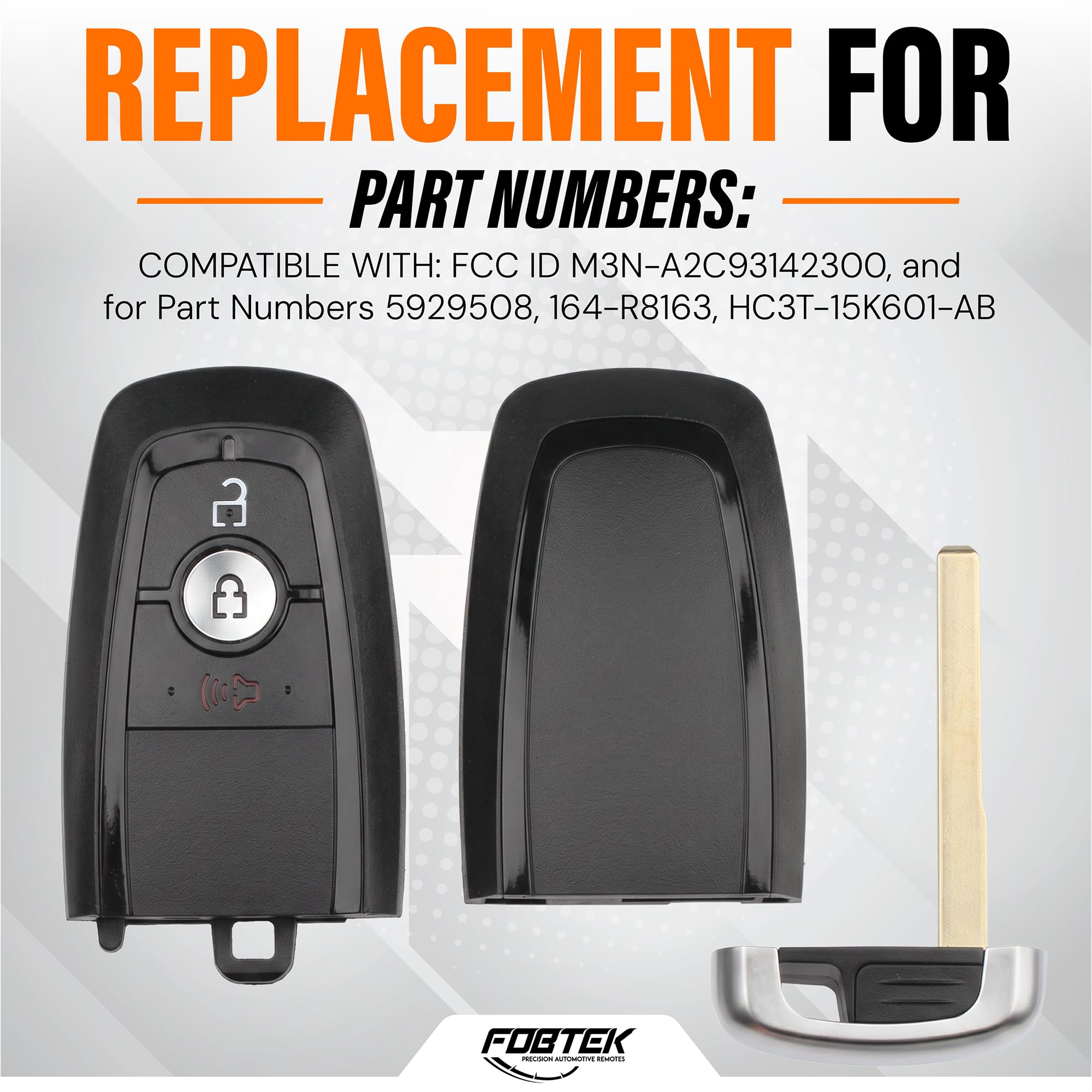 FOBTEK Smart Key Fob Shell Case for Ford M3N-A2C93142300, 3-Button