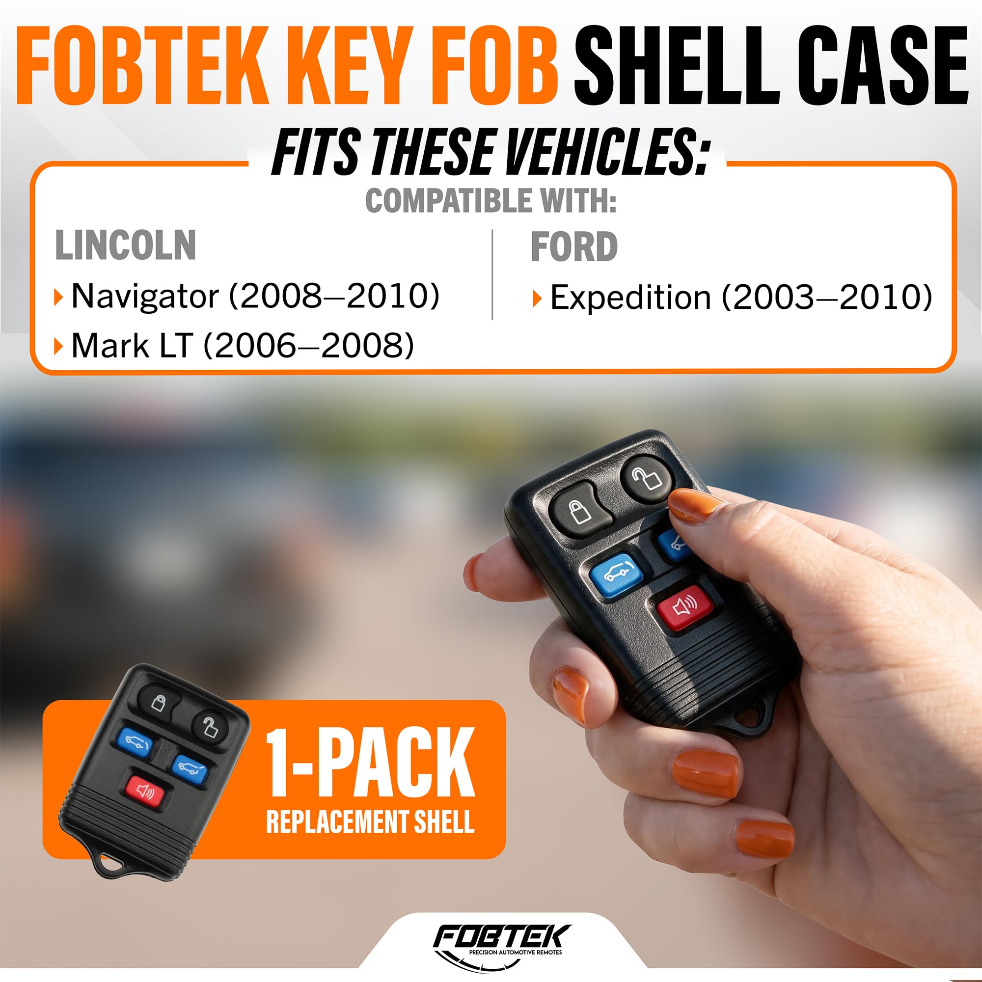 FOBTEK Key Fob Shell Case for Ford Lincoln CWTWB1U551, 5-Button