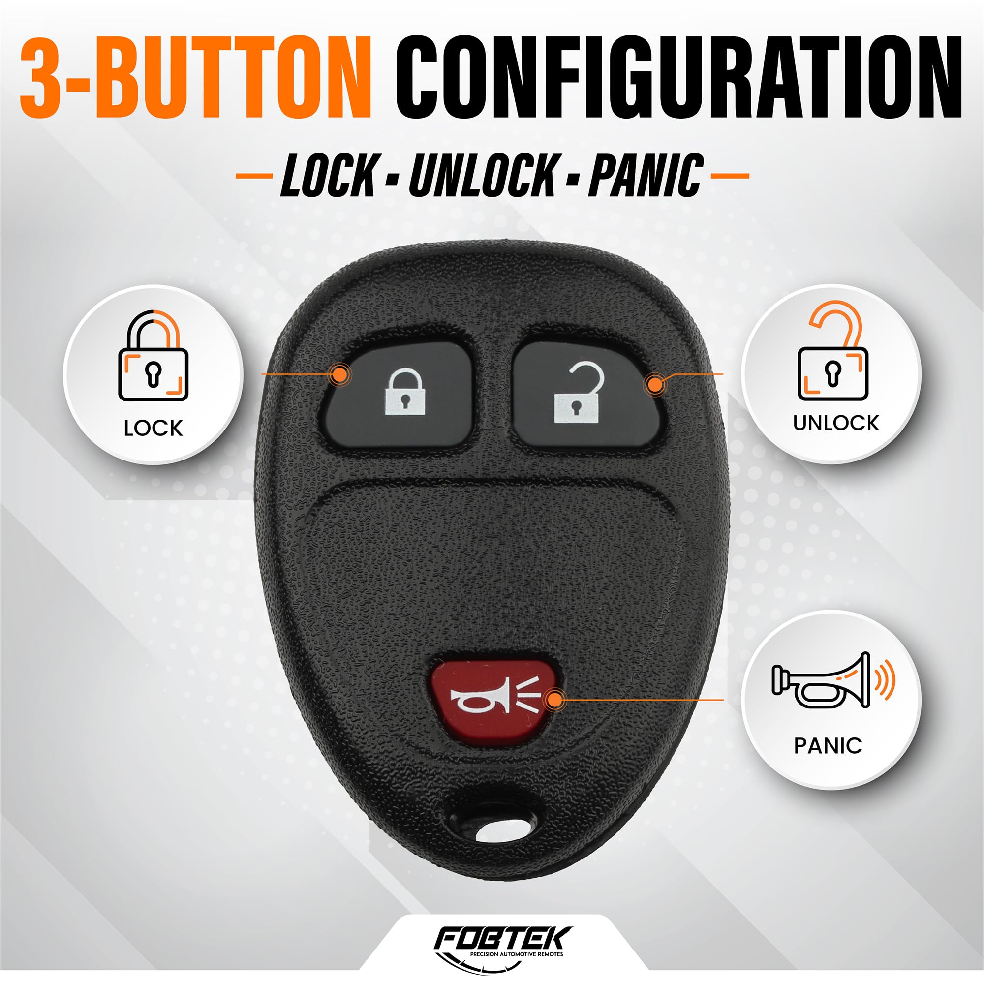 FOBTEK Key Fob Shell Case & Button Pad for Chevy Pontiac KOBGT04A, 6-Button