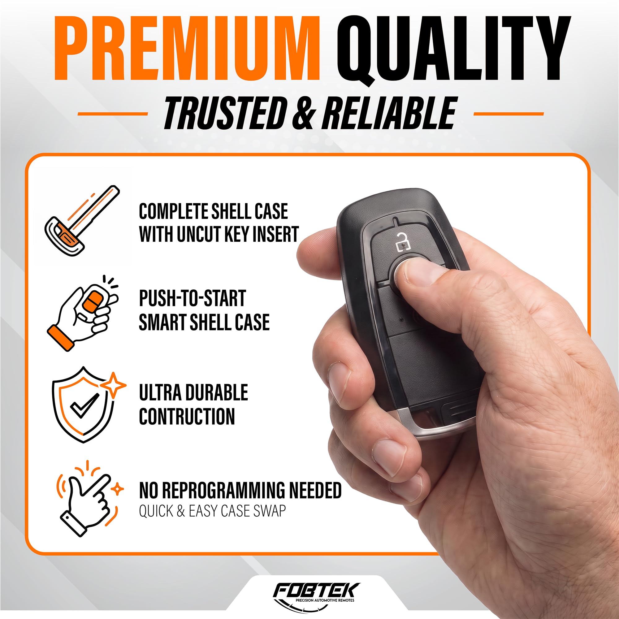 FOBTEK Smart Key Fob Shell Case for Ford M3N-A2C93142300, 3-Button