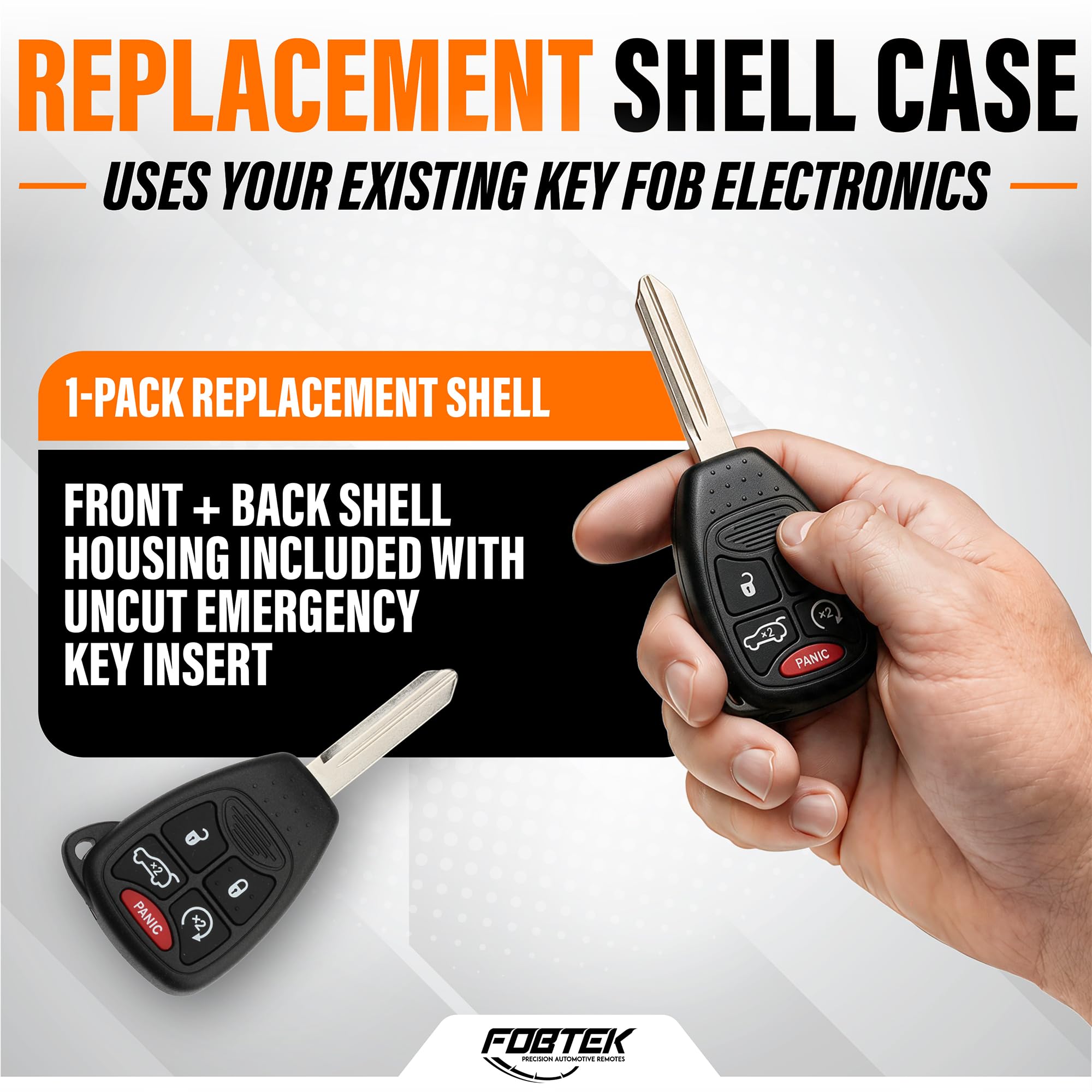 FOBTEK Key Fob Shell Case & Button Pad for Jeep Chrysler Dodge OHT692427AA