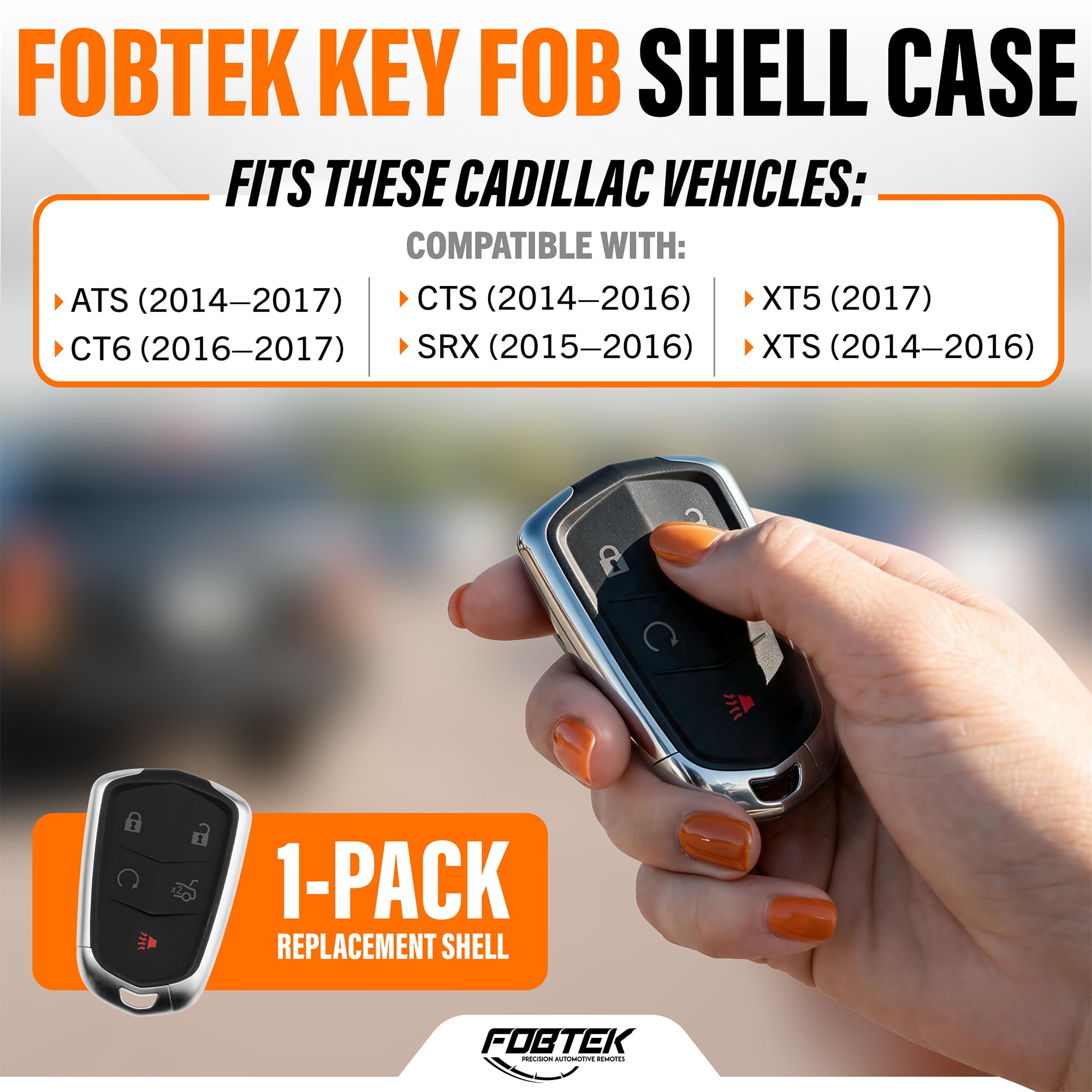 FOBTEK Smart Key Fob Shell Case for Cadillac HYQ2AB, 5-Button