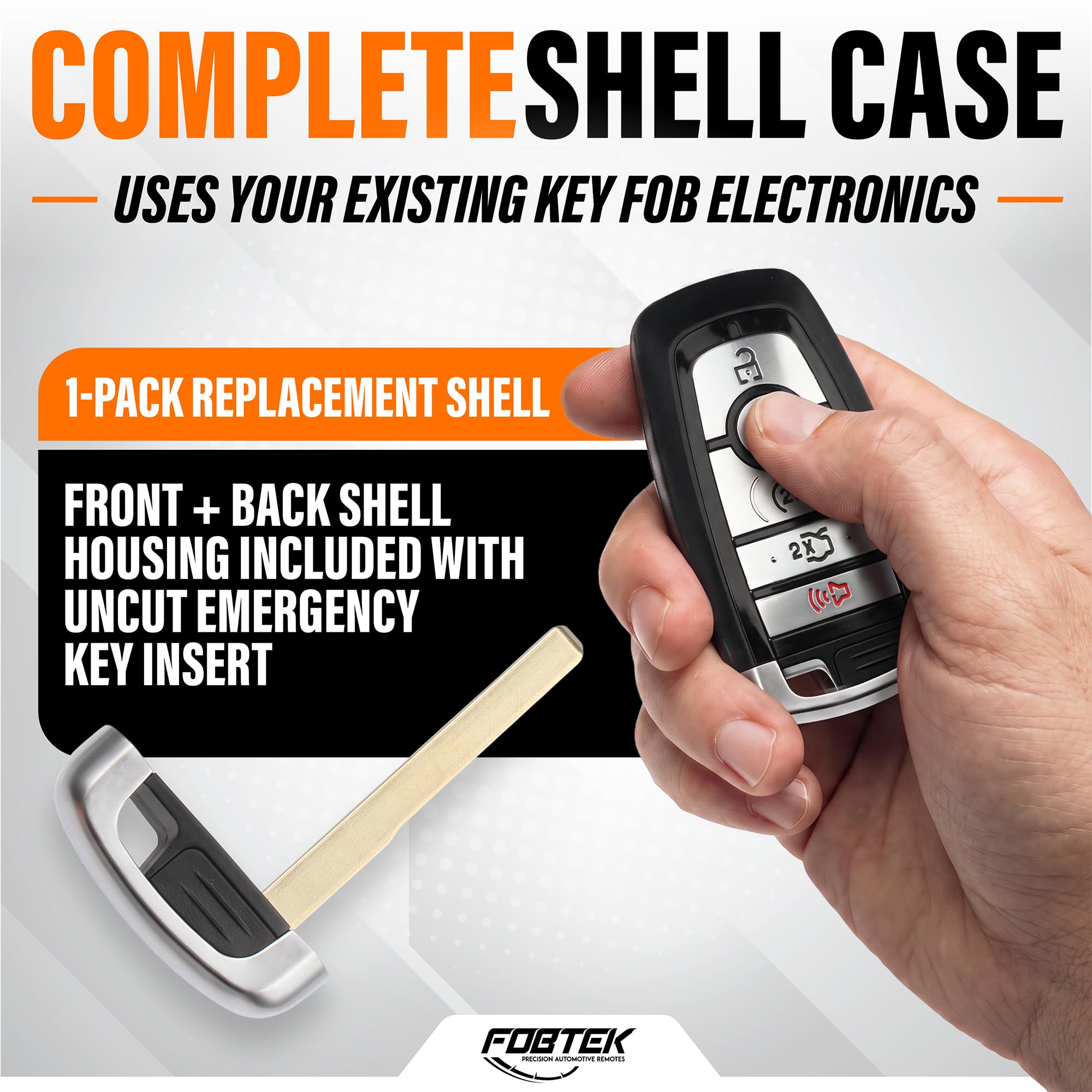 FOBTEK Smart Key Fob Shell Case for Ford M3N-A2C93142600, 5-Button