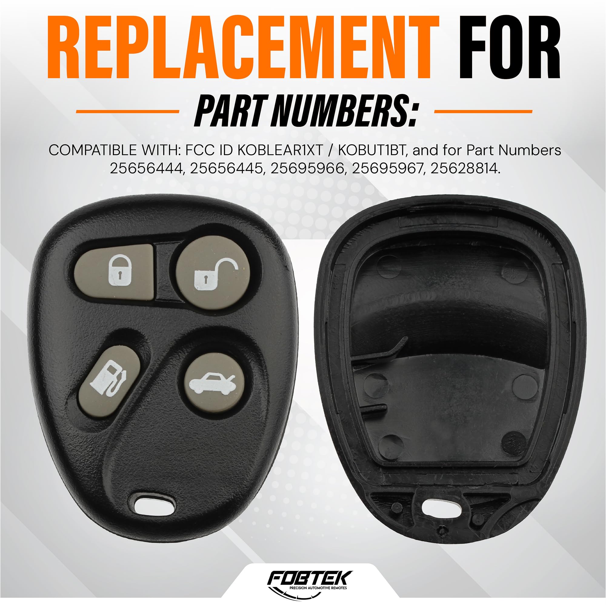 FOBTEK Key Fob Shell Case for Cadillac KOBLEAR1XT, 4-Button
