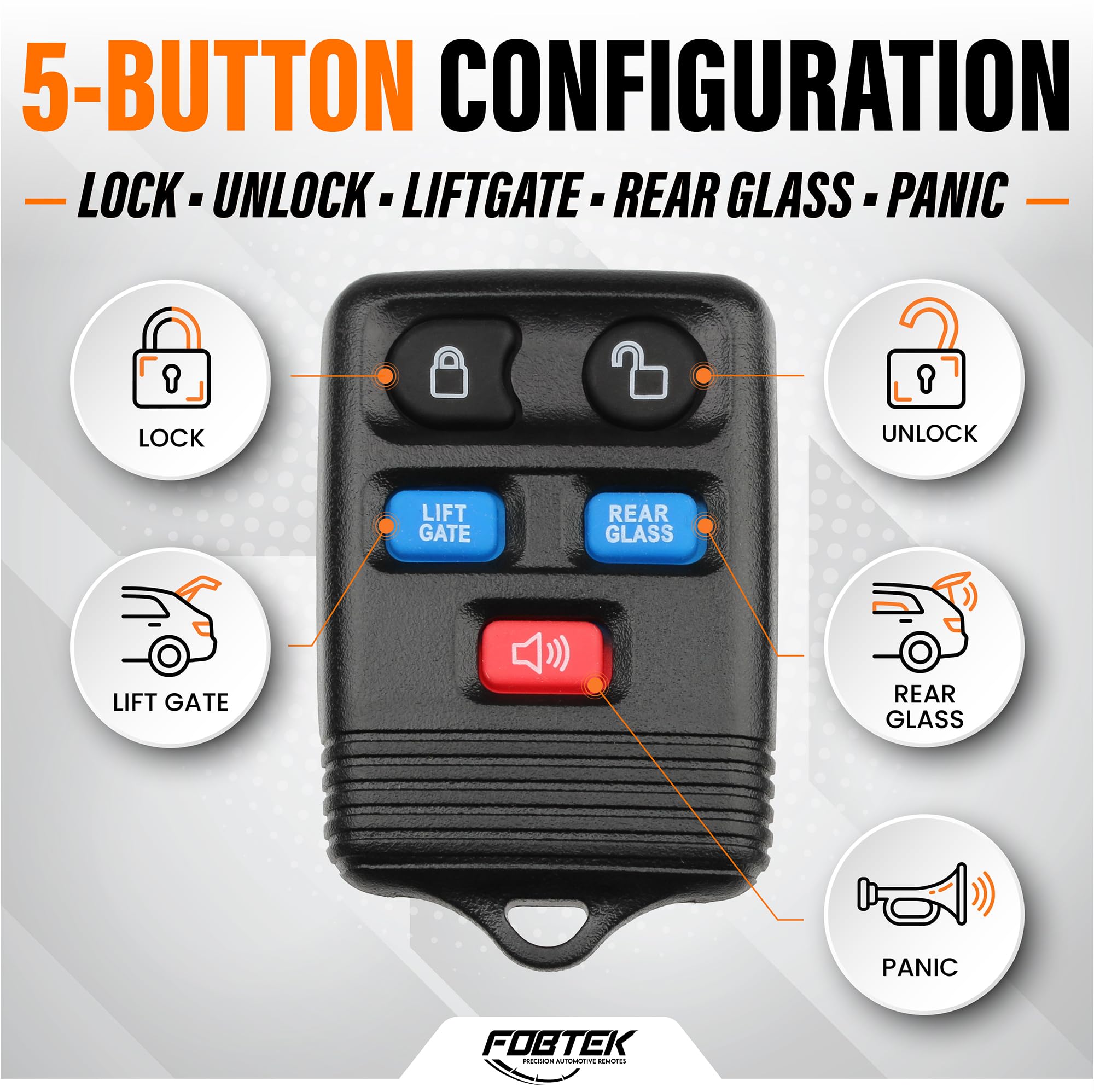 FOBTEK Key Fob Shell Case & Button Pad for Ford Lincoln CWTWB1U551