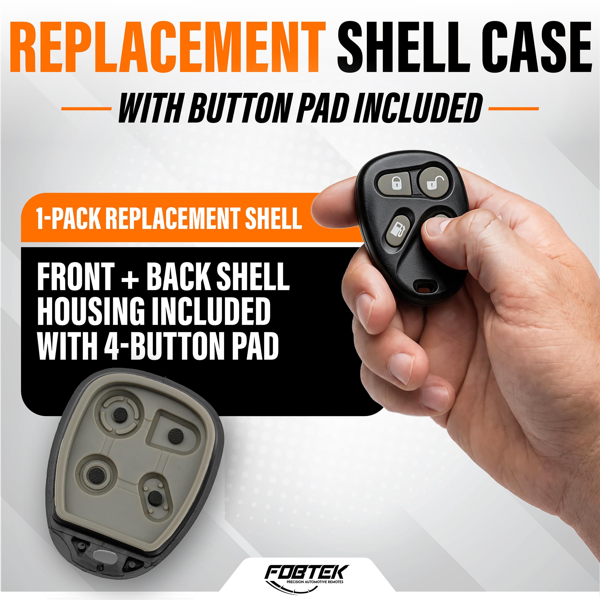 FOBTEK Key Fob Shell Case for Cadillac KOBLEAR1XT, 4-Button
