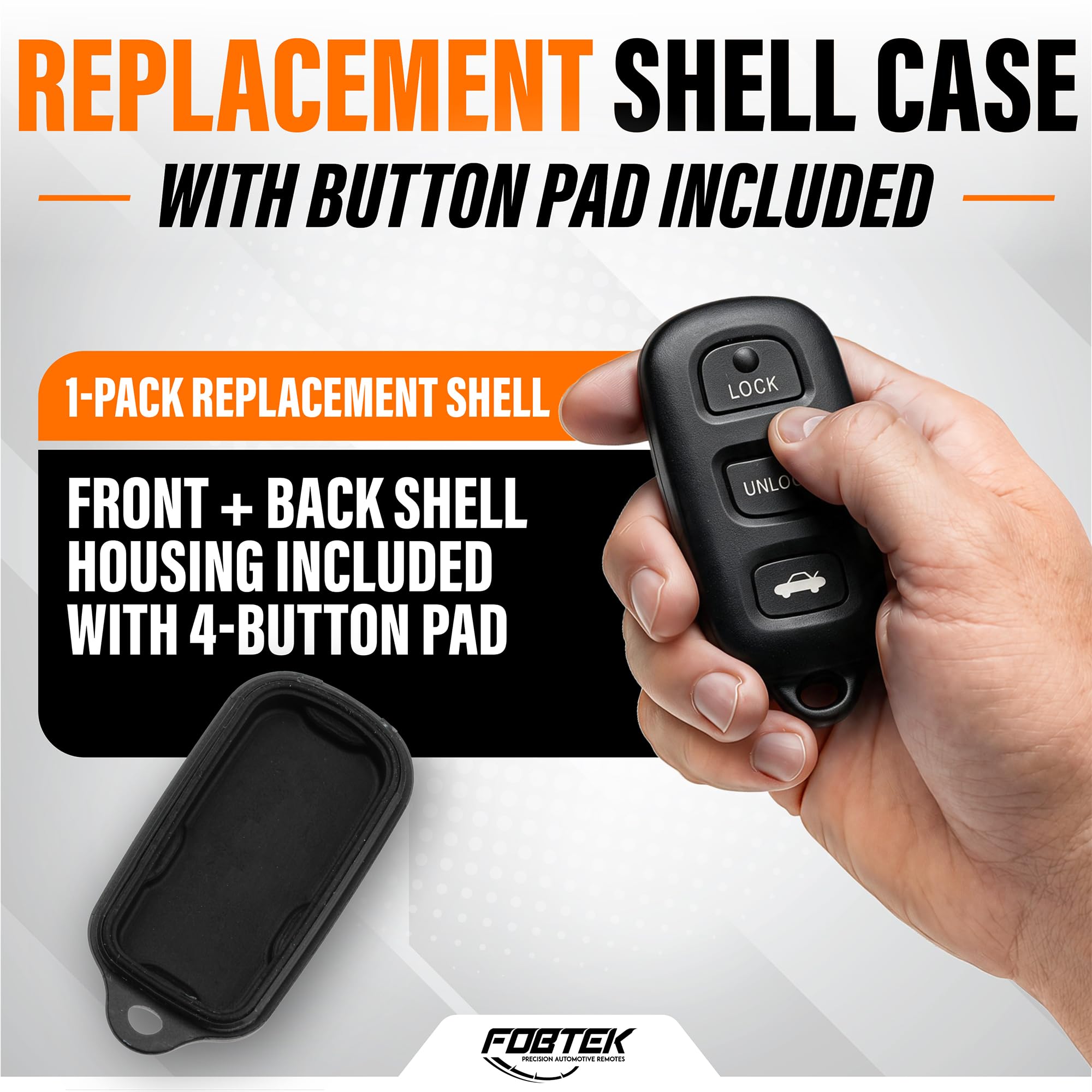FOBTEK Key Fob Shell Case & Button Pad for Toyota Lexus HYQ12BAN, 3-Button