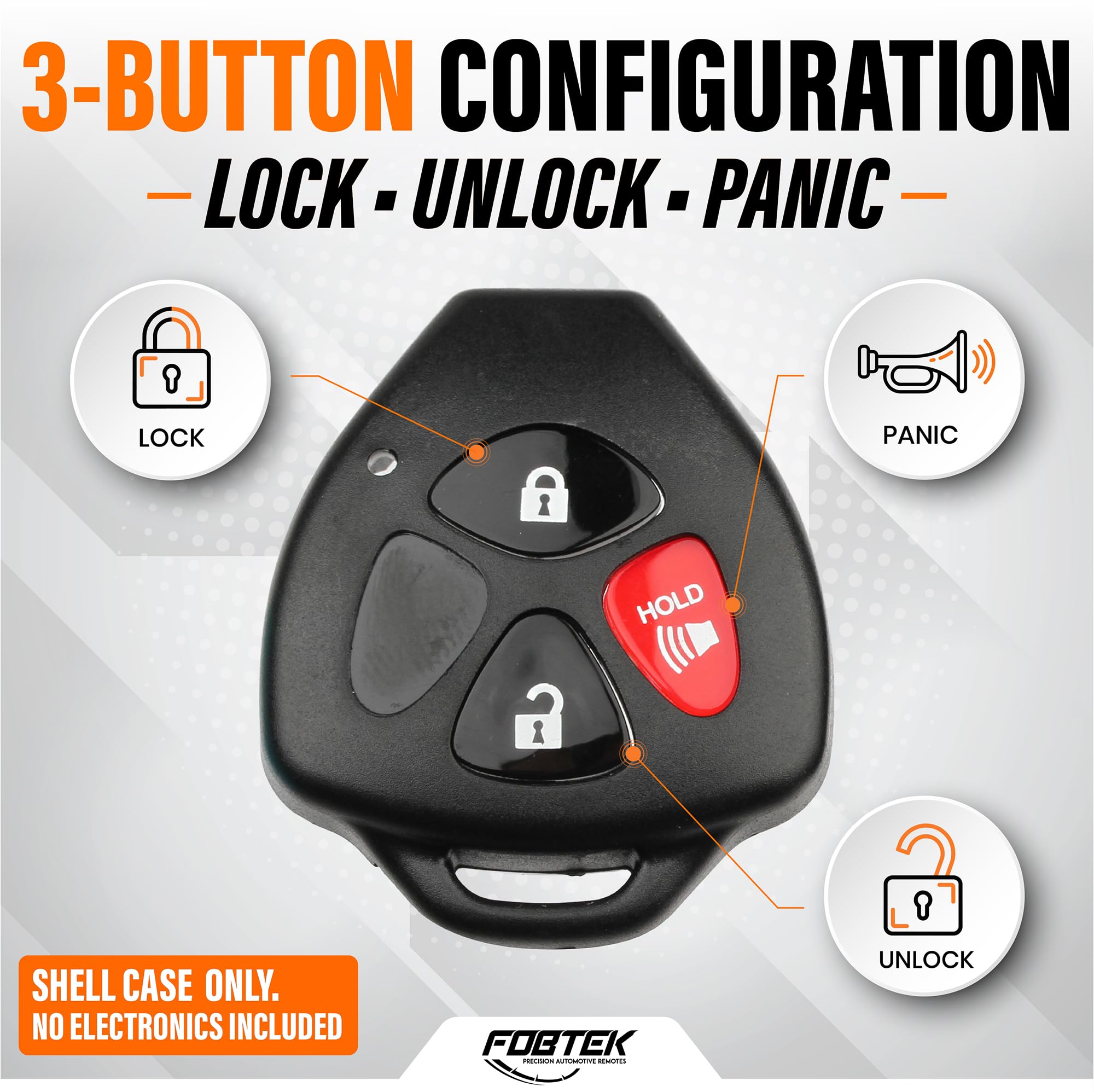 FOBTEK Key Fob Shell Case for Toyota Pontiac Scion HYQ12BBY, 3-Button