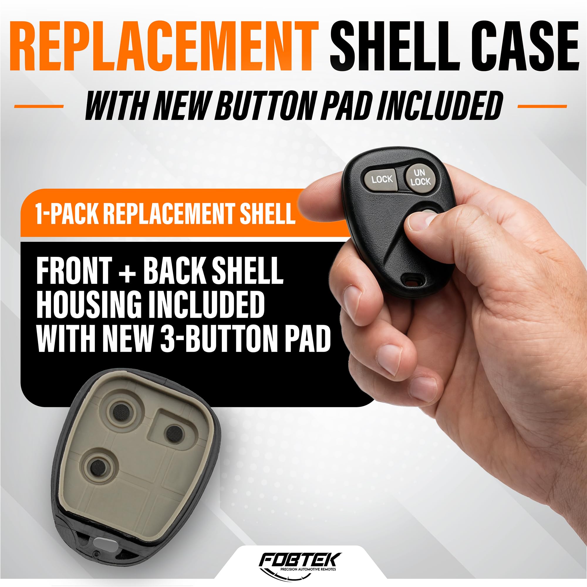 FOBTEK Key Fob Shell Case for Chevy GMC Cadillac ABO1502T, 3-Button
