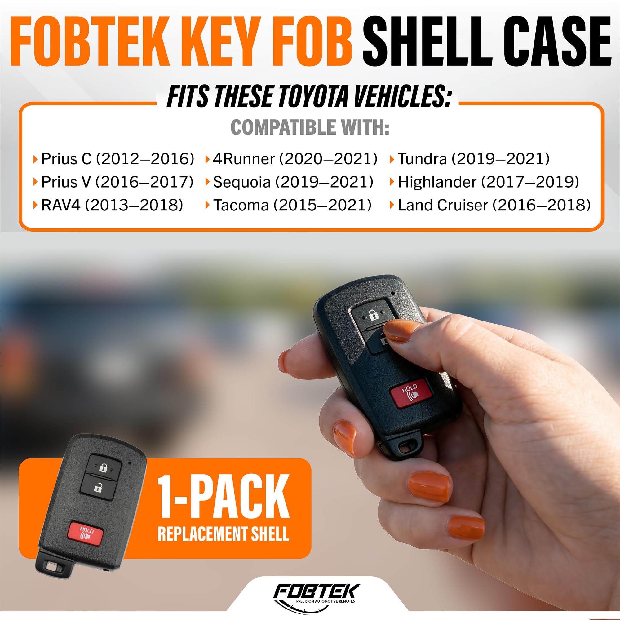 FOBTEK Smart Key Fob Shell Case for Toyota HYQ14FBA, 3-Button