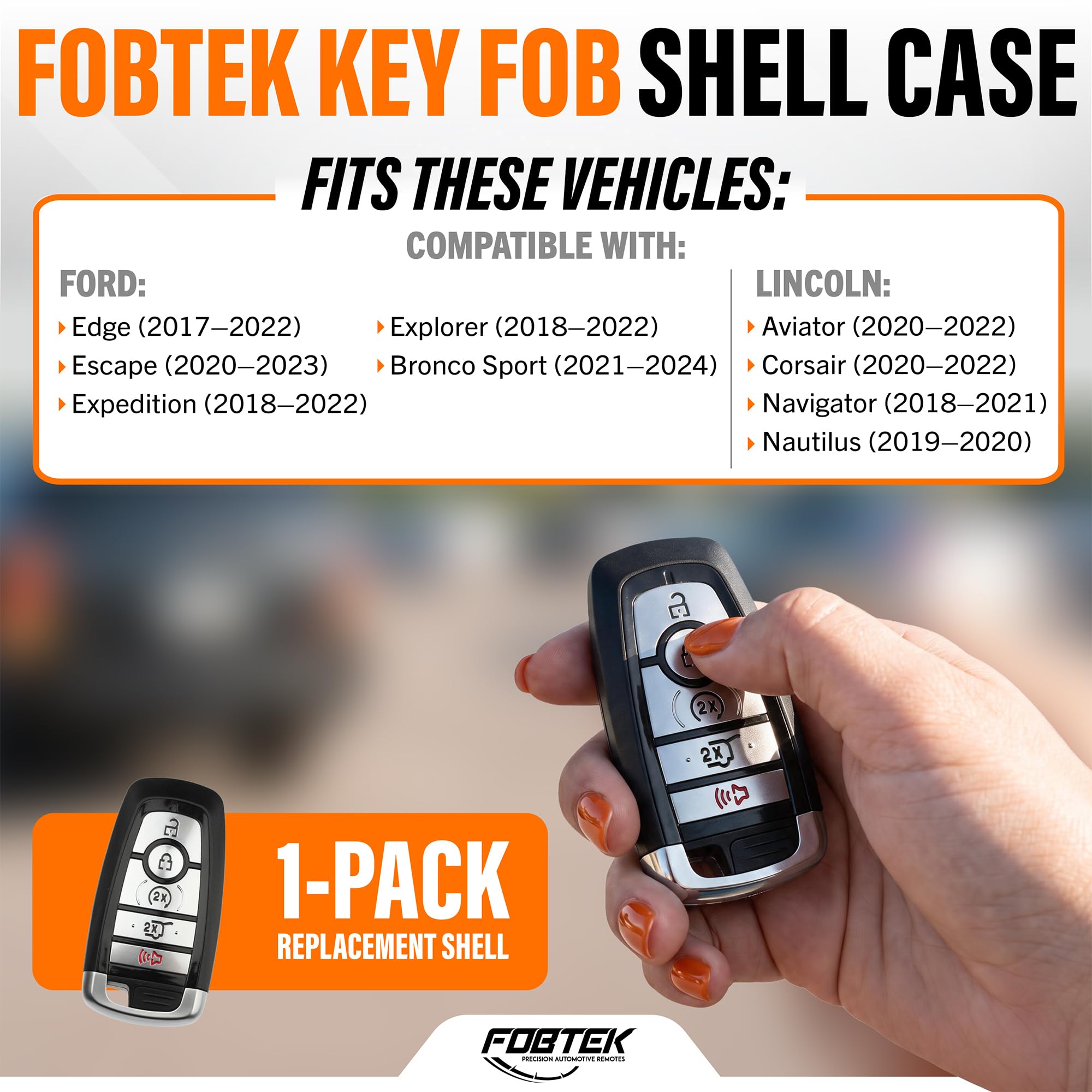 FOBTEK Smart Key Fob Shell Case & Button Pad for Ford Lincoln M3N-A2C931426