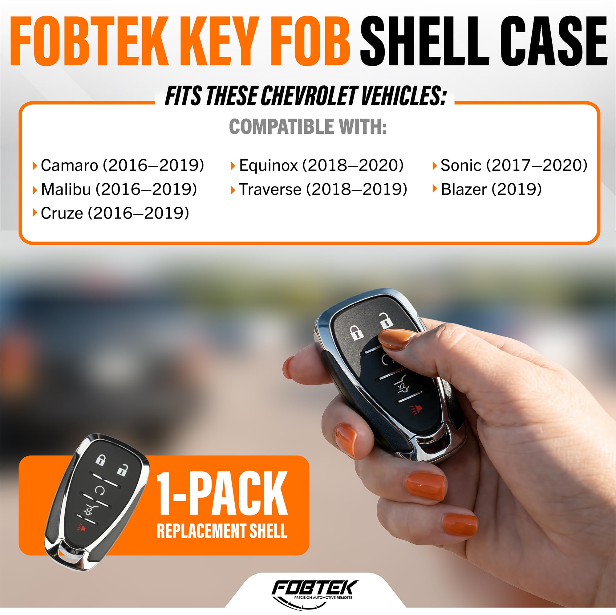 FOBTEK Smart Key Fob Shell Case for Chevy HYQ4EA, 5-Button
