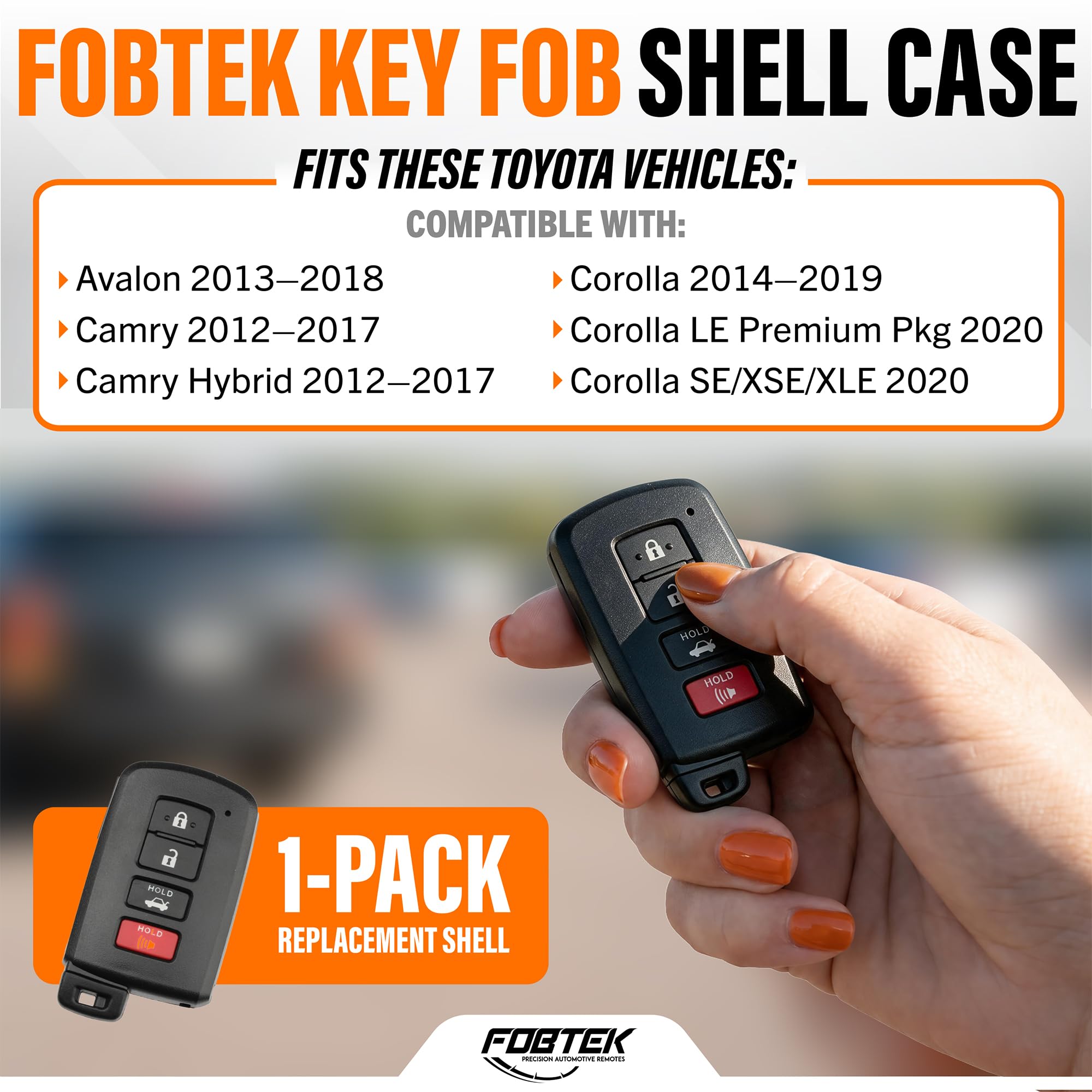 FOBTEK Smart Key Fob Shell Case for Toyota HYQ14FBA, 4-Button