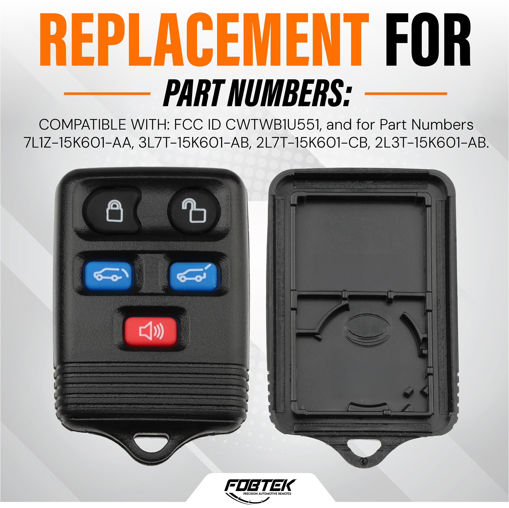 FOBTEK Key Fob Shell Case for Ford Lincoln CWTWB1U551, 5-Button