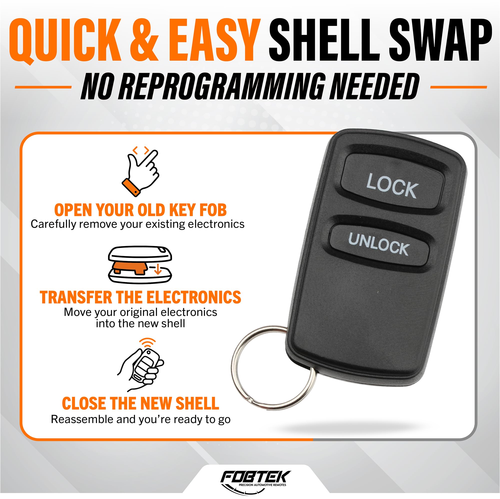 FOBTEK Key Fob Shell Case & Button Pad for Mitsubishi OUCG8D-525M-A