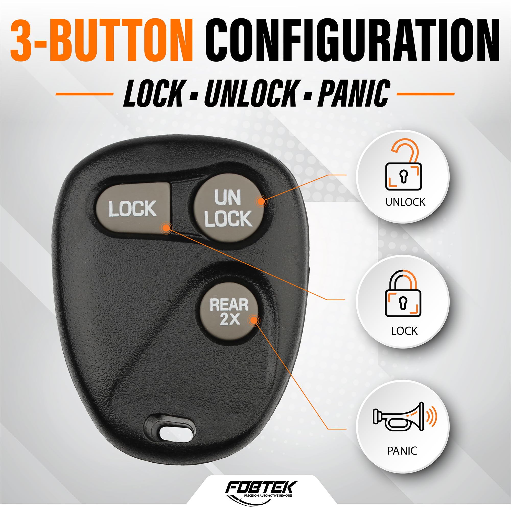 FOBTEK Key Fob Shell Case for Chevy GMC Cadillac ABO1502T, 3-Button