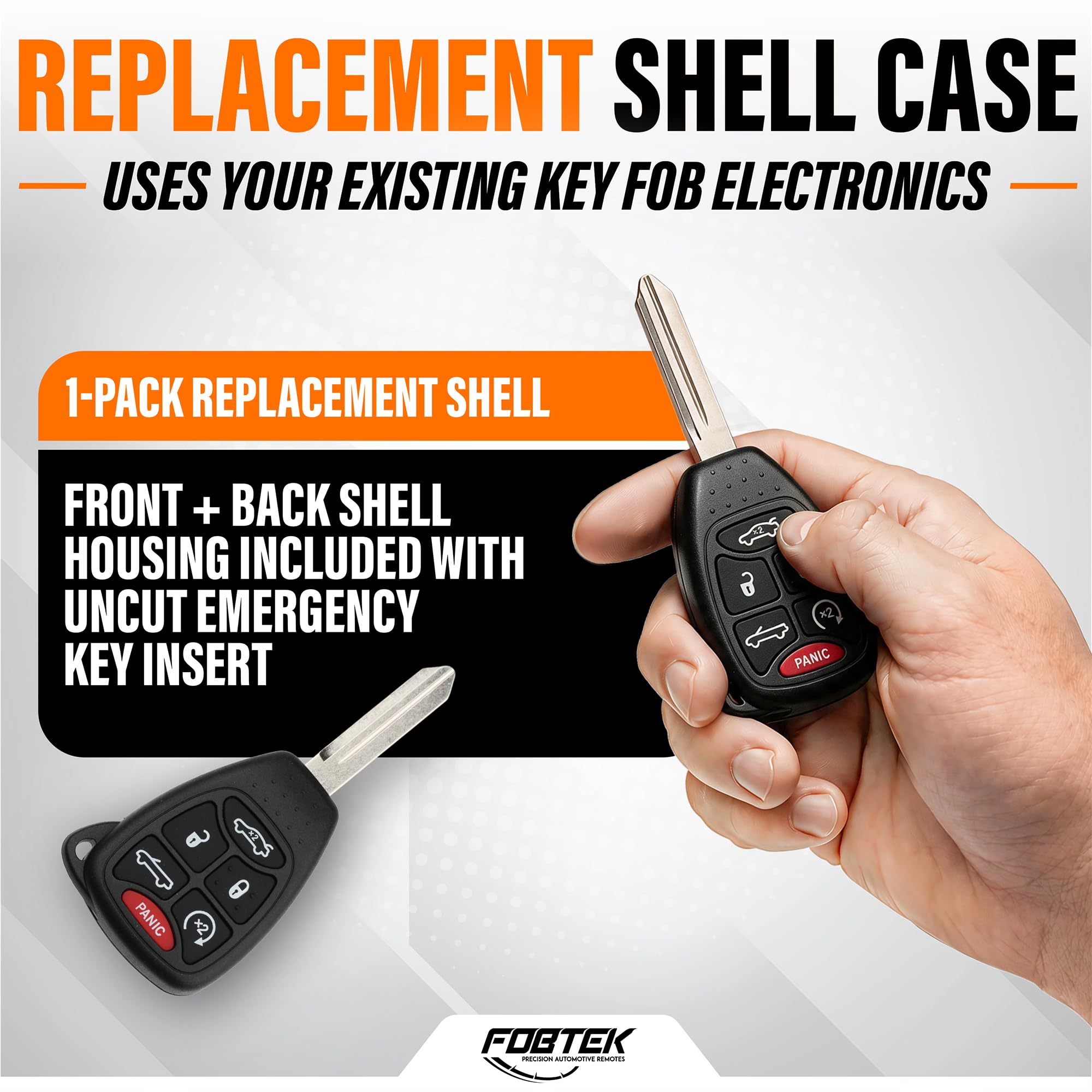 FOBTEK Key Fob Shell Case for Chrysler OHT692427AA, 6-Button