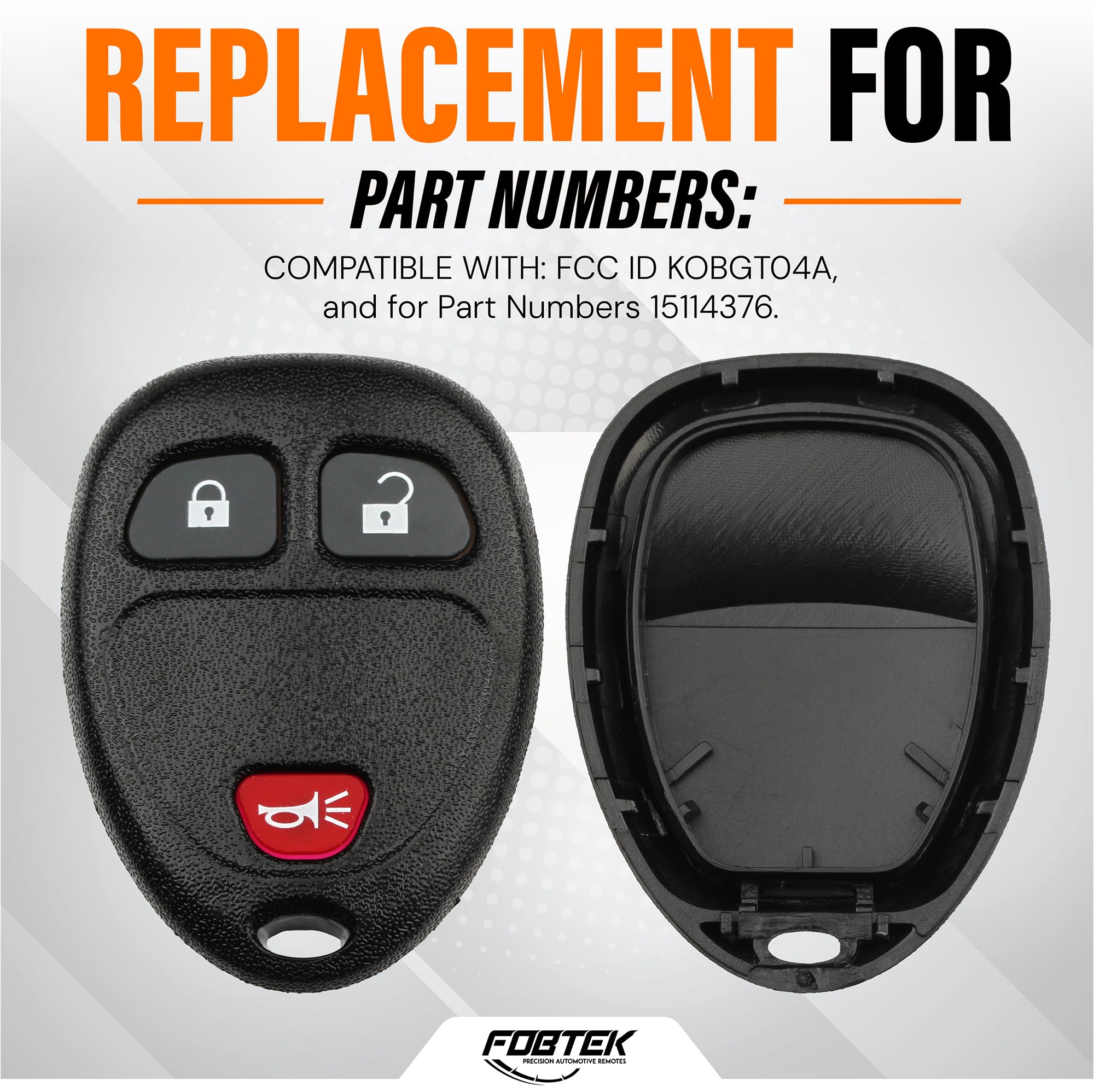 FOBTEK Key Fob Shell Case & Button Pad for Chevy Pontiac KOBGT04A, 6-Button