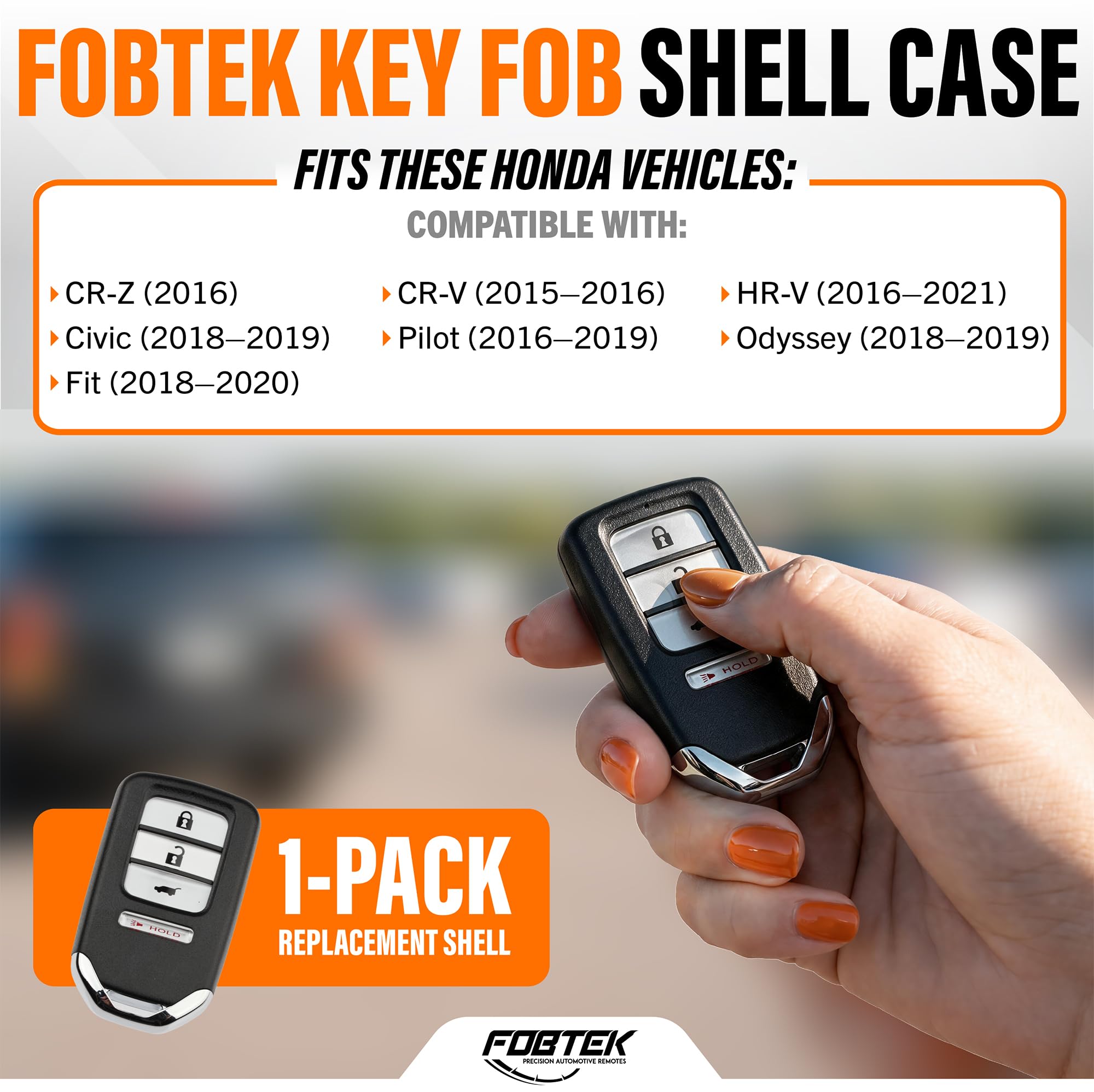 FOBTEK Smart Key Fob Shell Case for Honda KR5V1X, 4-Button