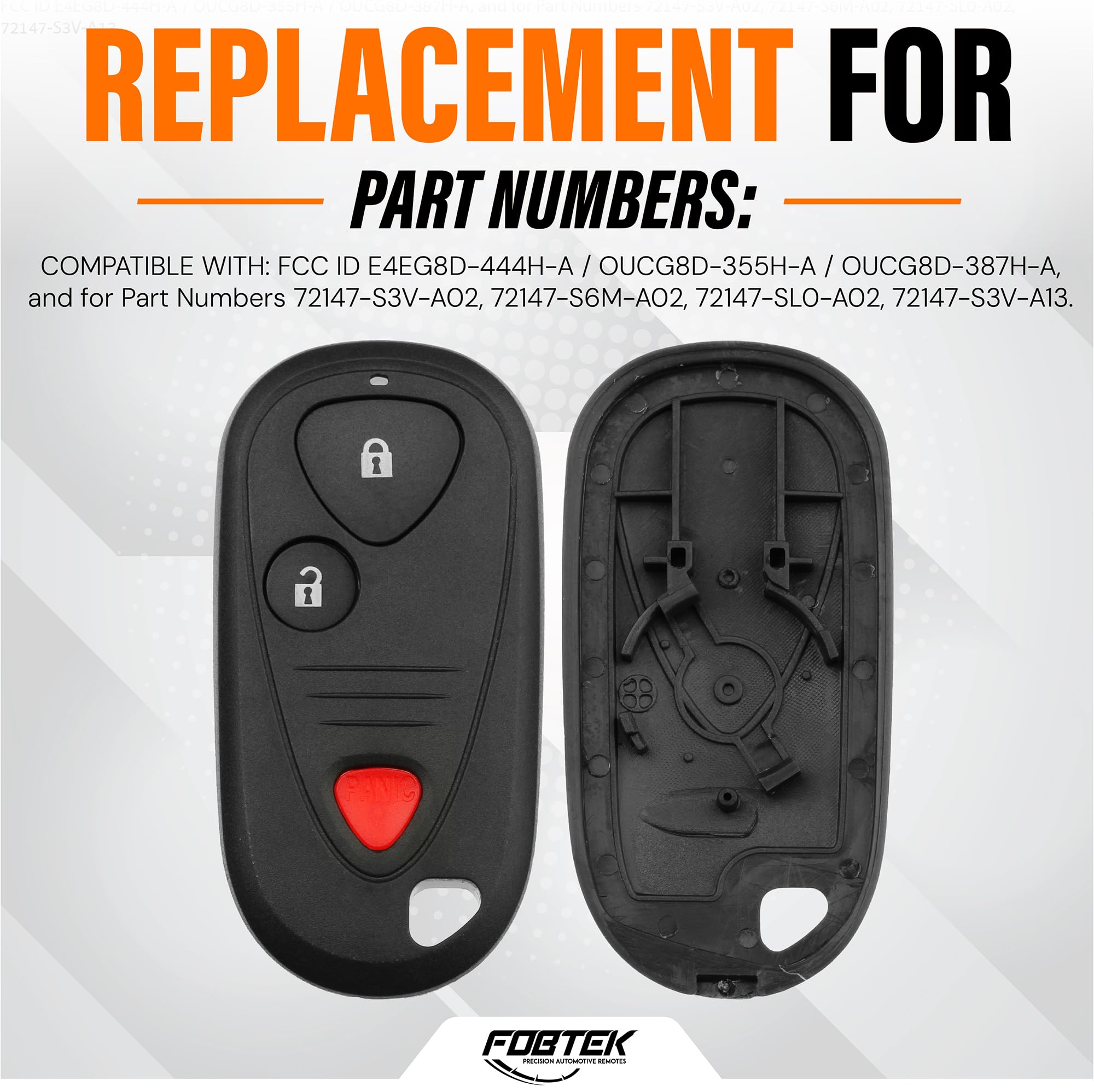 FOBTEK Key Fob Shell Case & Button Pad for Acura E4EG8D-444H-A, 3-Button