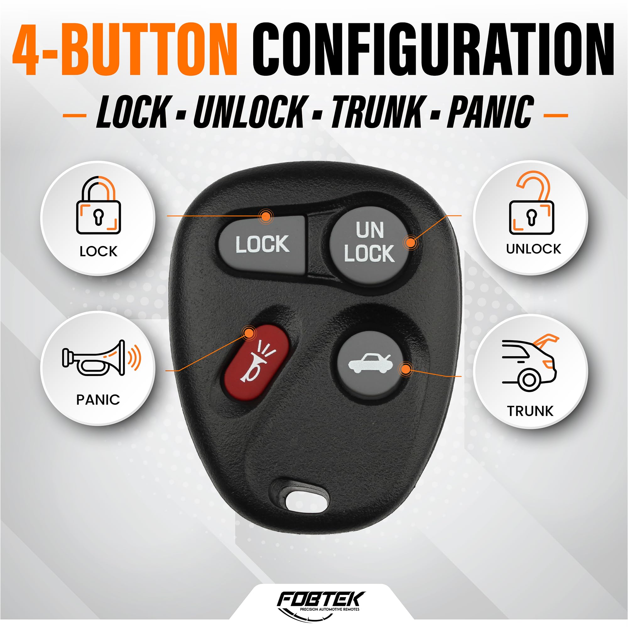 FOBTEK Key Fob Shell Case for Chevy Pontiac Buick KOBLEAR1XT, 4-Button