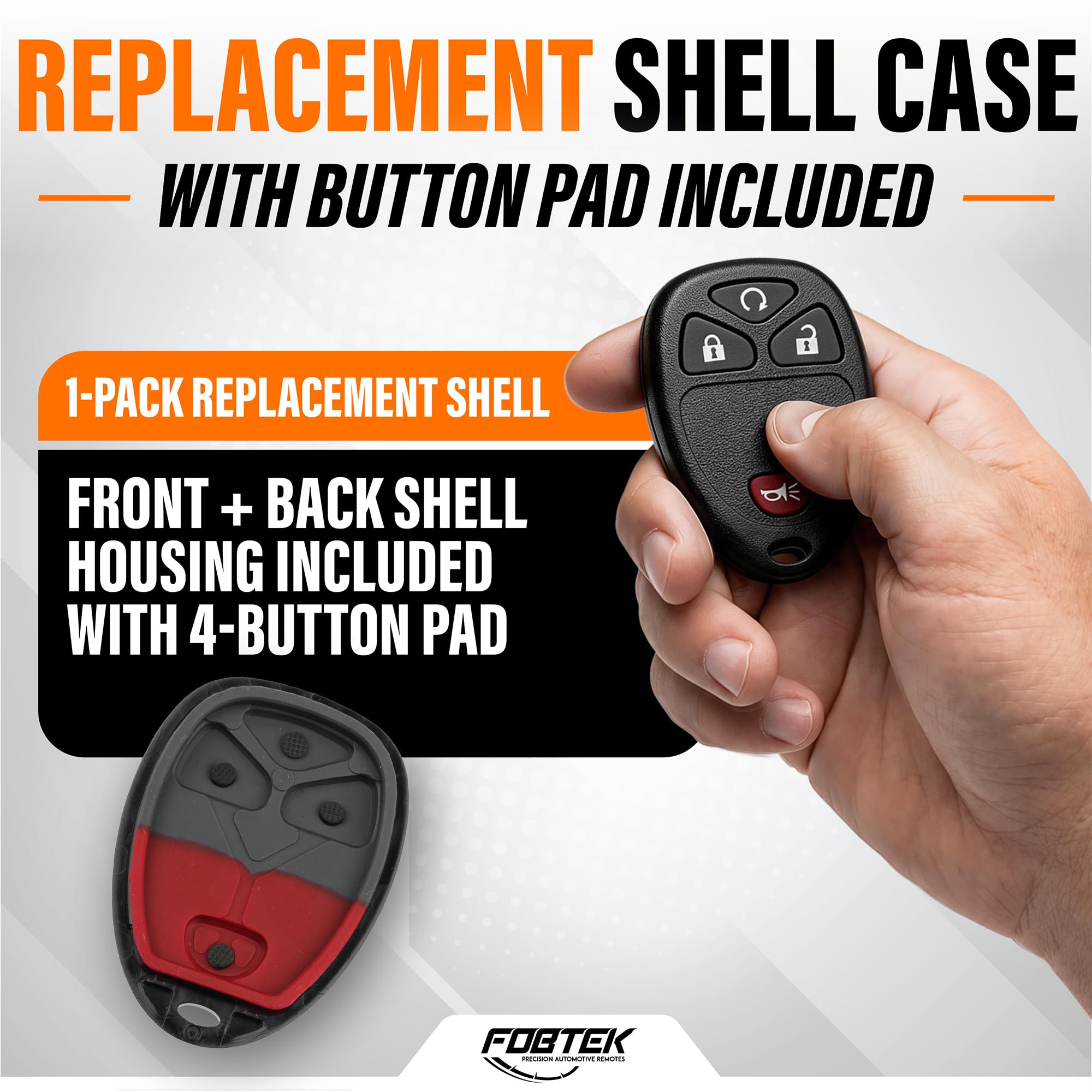 FOBTEK Key Fob Shell Case & Button Pad for Chevy GMC OUC60270