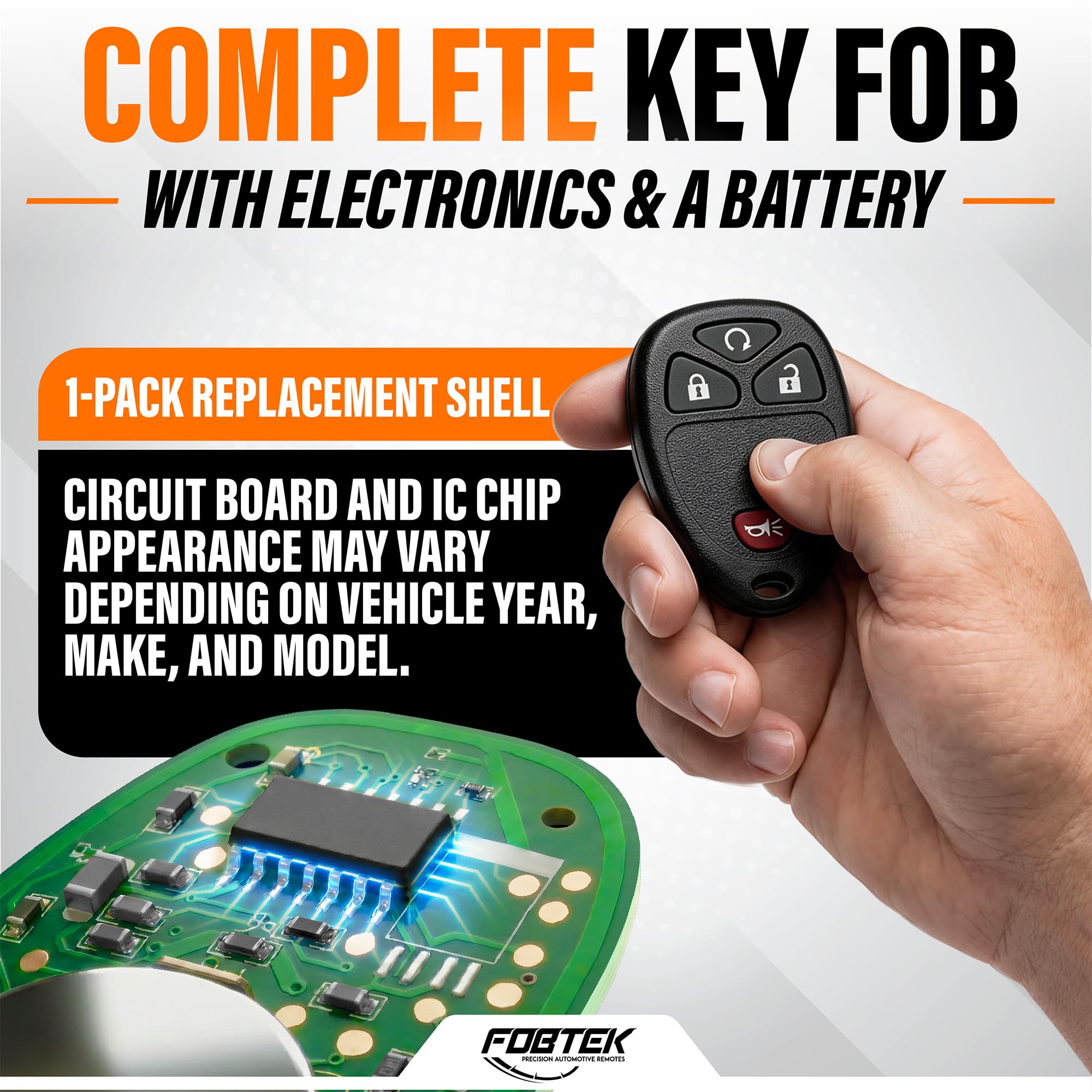 FOBTEK Key Fob Keyless Remote for Chevy GMC Cadillac OUC60270, 4-Button